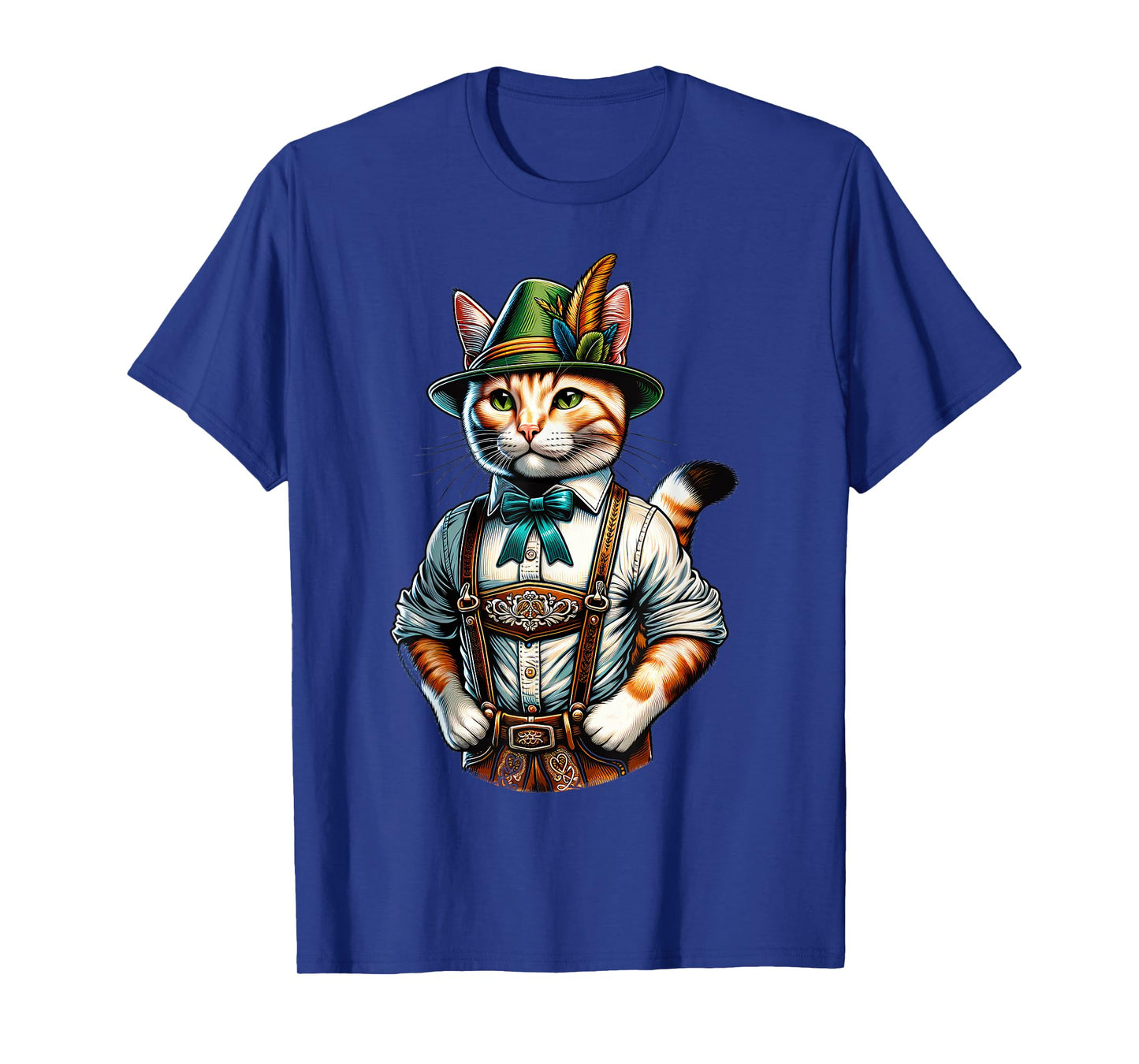 Oktoberfest Cat Funny German Bavarian Lederhosen Cat Lover T-Shirt