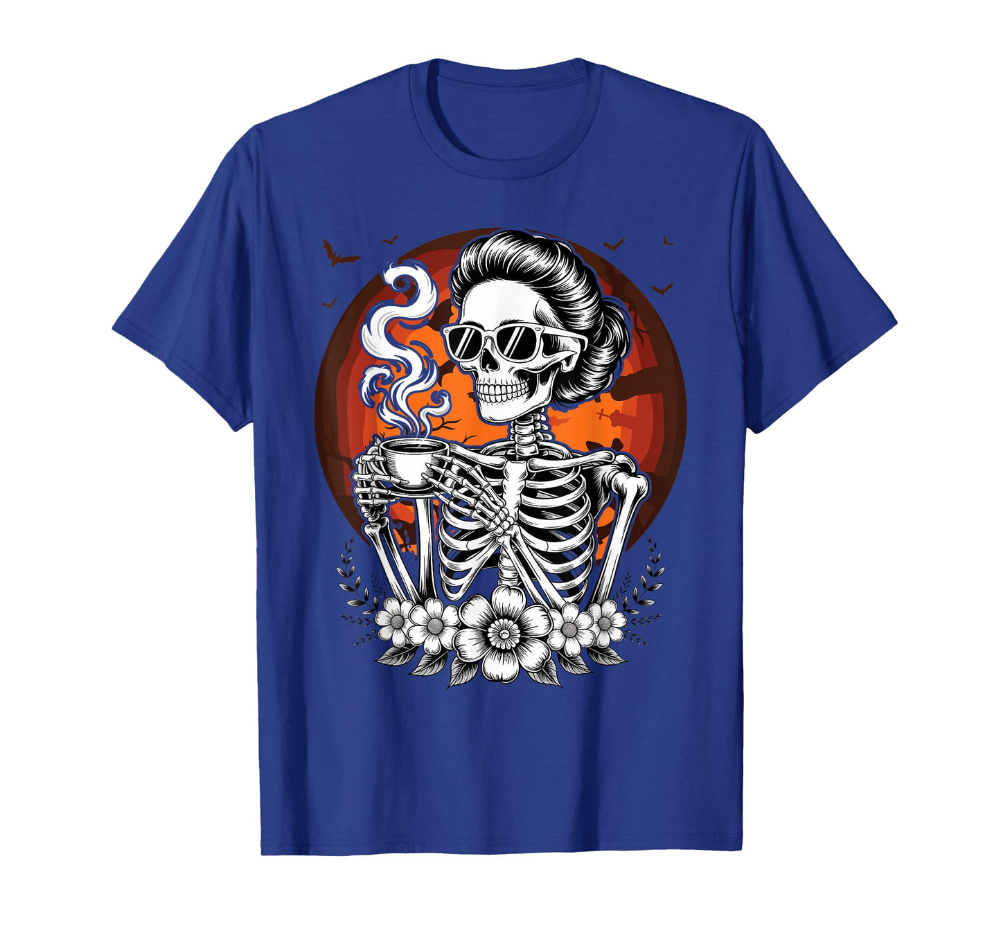 Halloween Skeleton Coffee Funny Costume Mom Women Girls Teen T-Shirt