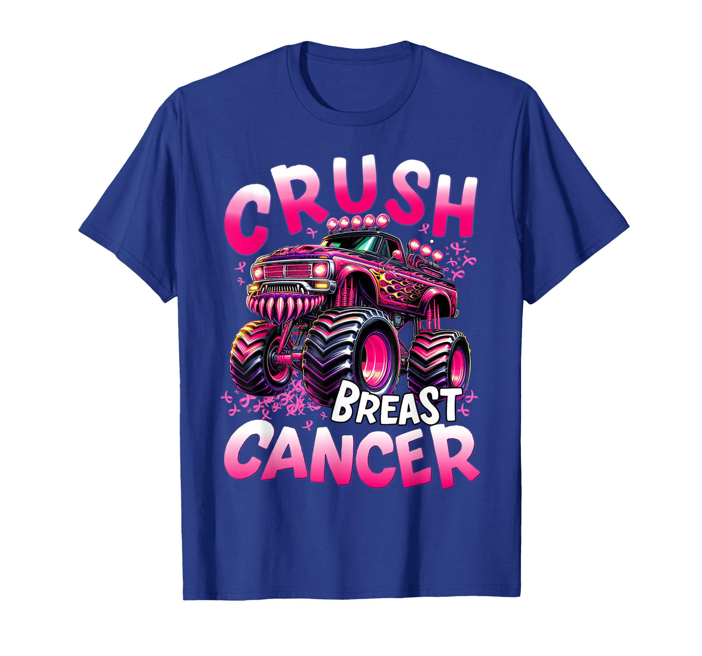 Crush Breast Cancer Monster Truck Girls Boys Pink Awareness T-Shirt