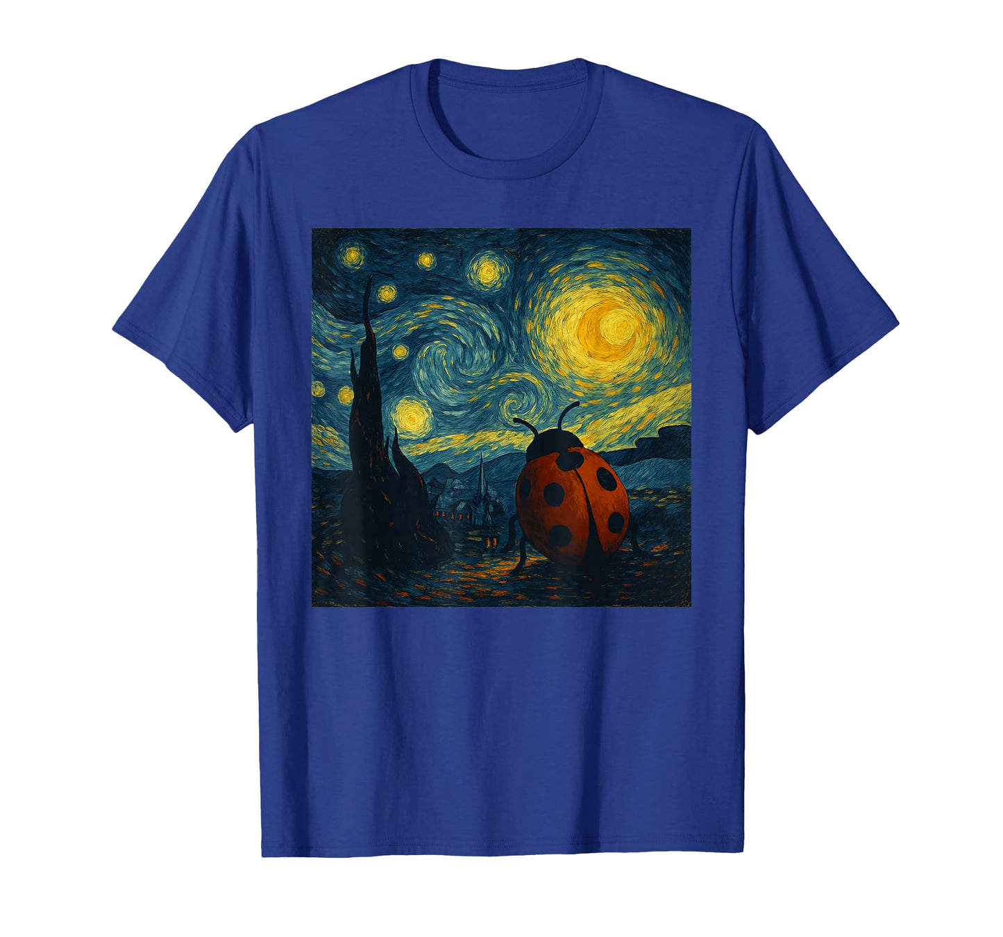 Starry Night Van Gogh Ladybug Funny Graphic T-Shirt