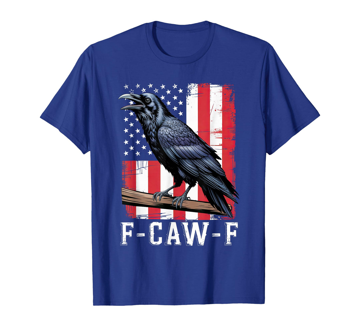 F-Caw-F Black Crow Black Bird Retro USA Flag Vintage F-Caw-F T-Shirt