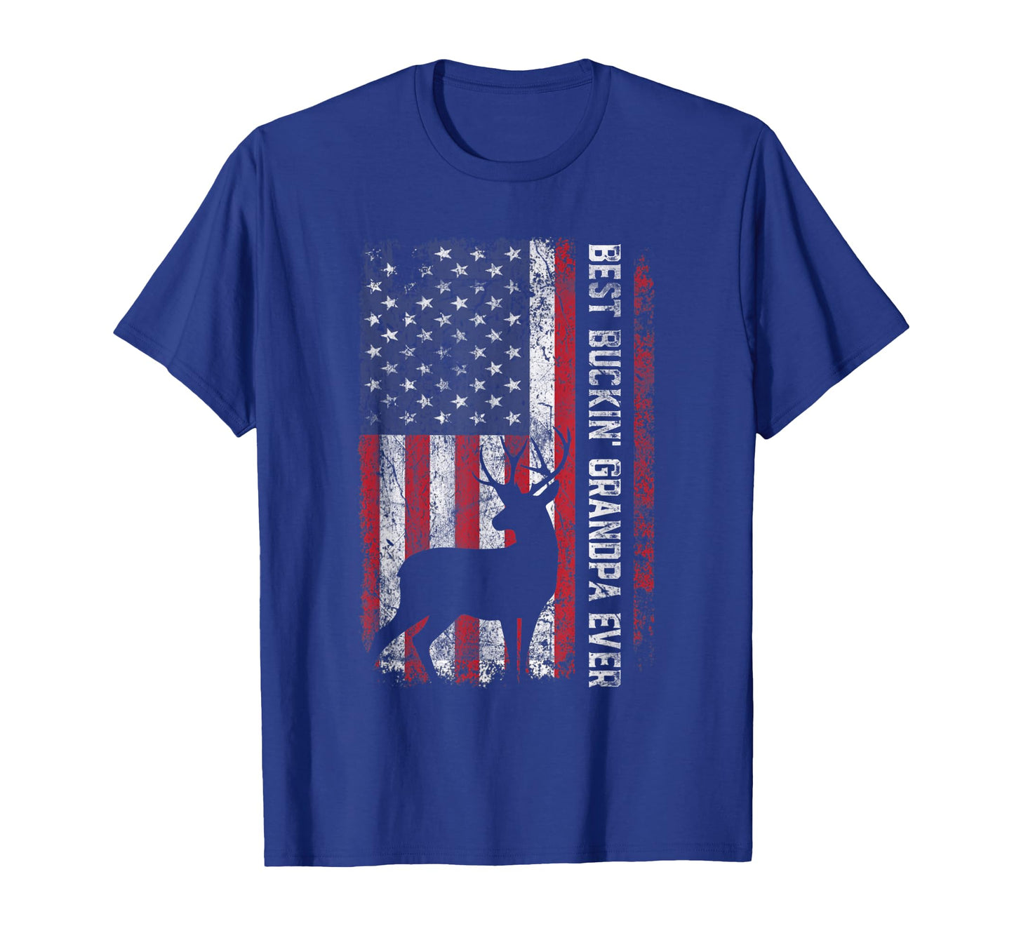 USA Flag Best Buckin Grandpa Ever Deer Hunting Fathers Day Men T-Shirt