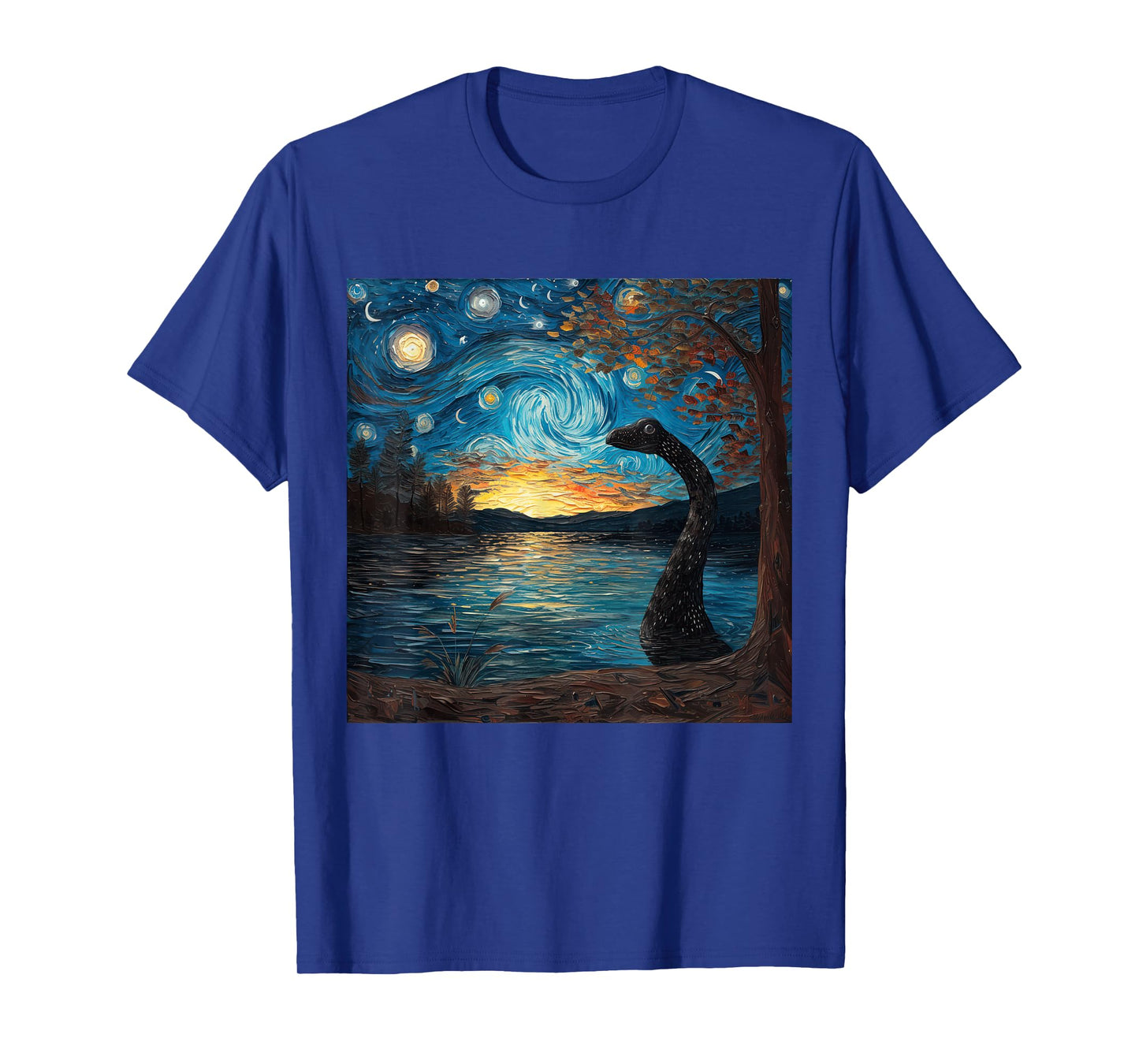 Loch Ness Monster Starry Night Van Gogh Style Nessie T-Shirt