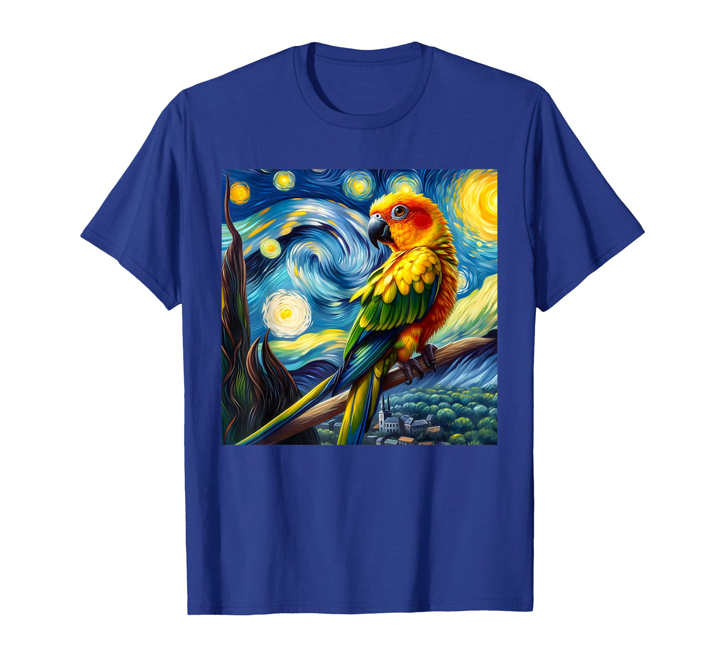 Sun Conure Mom Starry Night Sky Art Van Gogh Bird Parrot T-Shirt