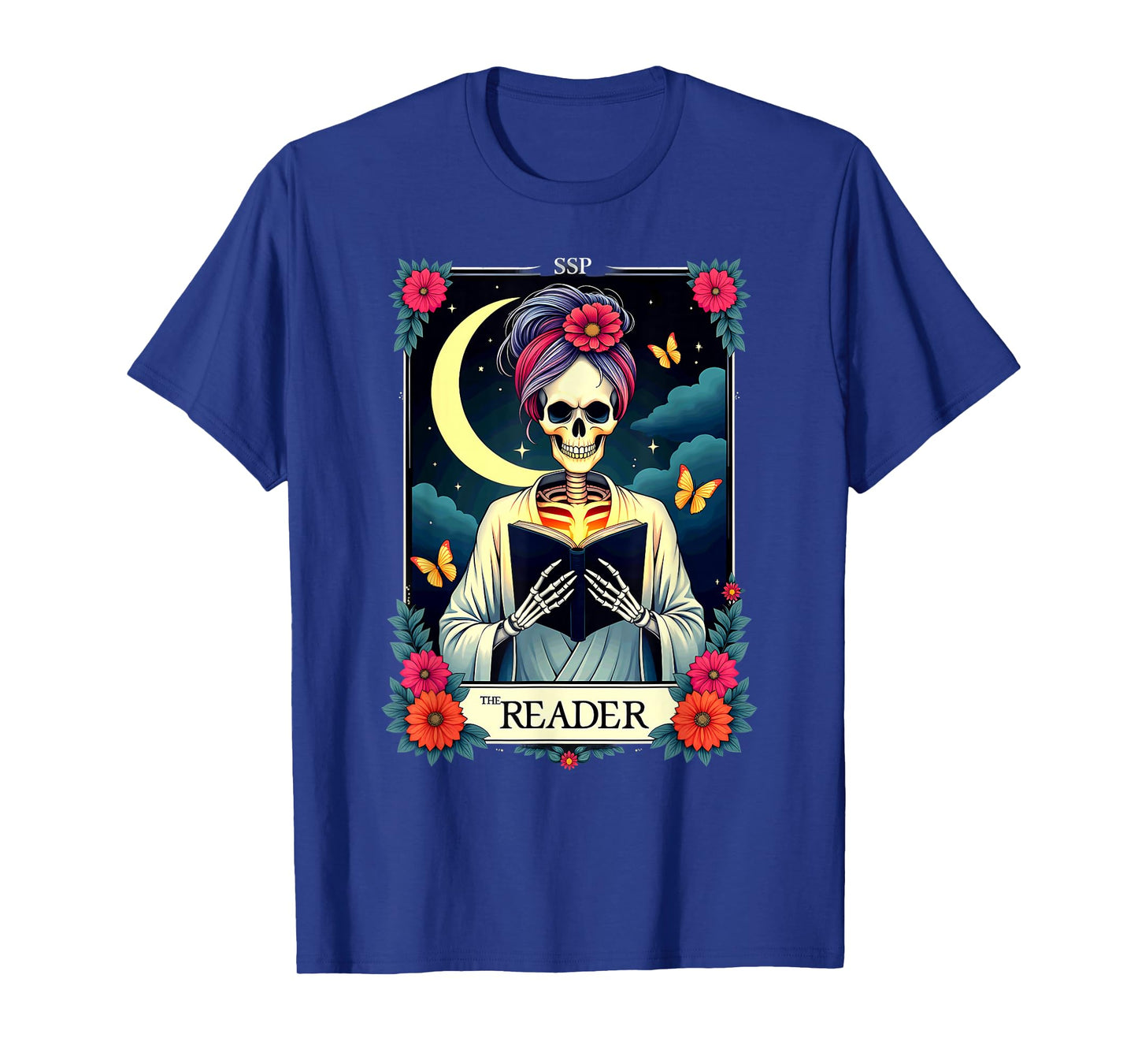 The Reader Tarot Card Skeleton Reading Book Halloween T-Shirt