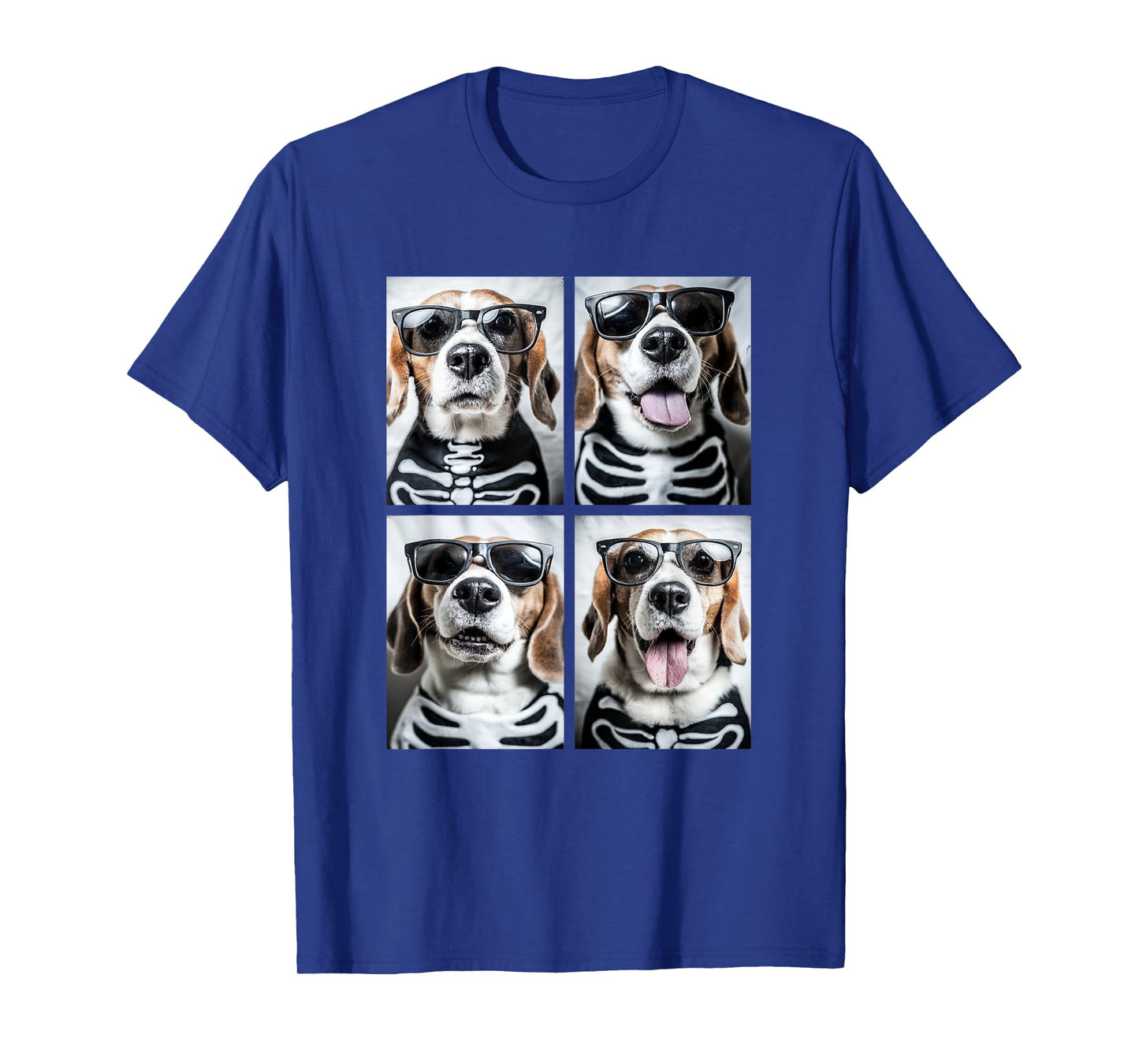 Cute Beagles with Sunglasses Skeleton Costume Halloween Dogs T-Shirt