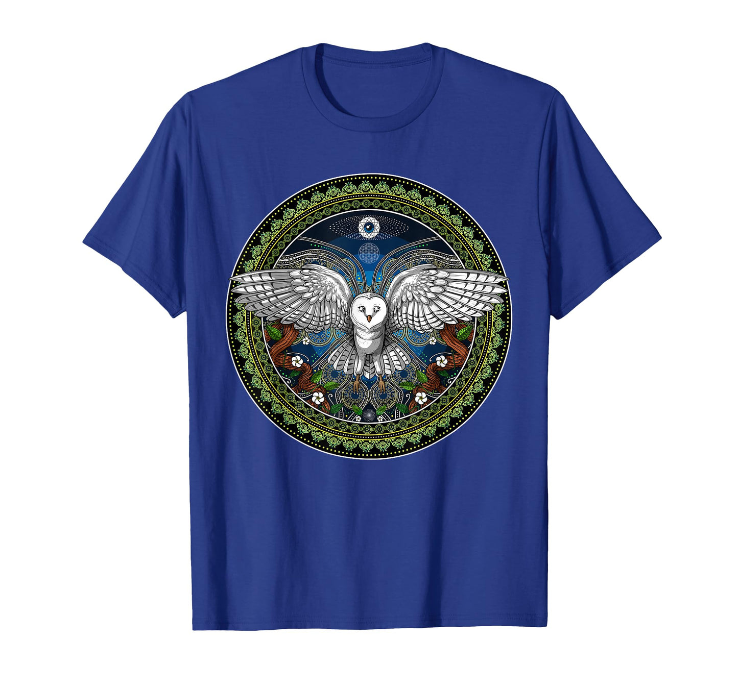 Owl Bird Floral Nature Forest Botanical Sacred Geometry T-Shirt