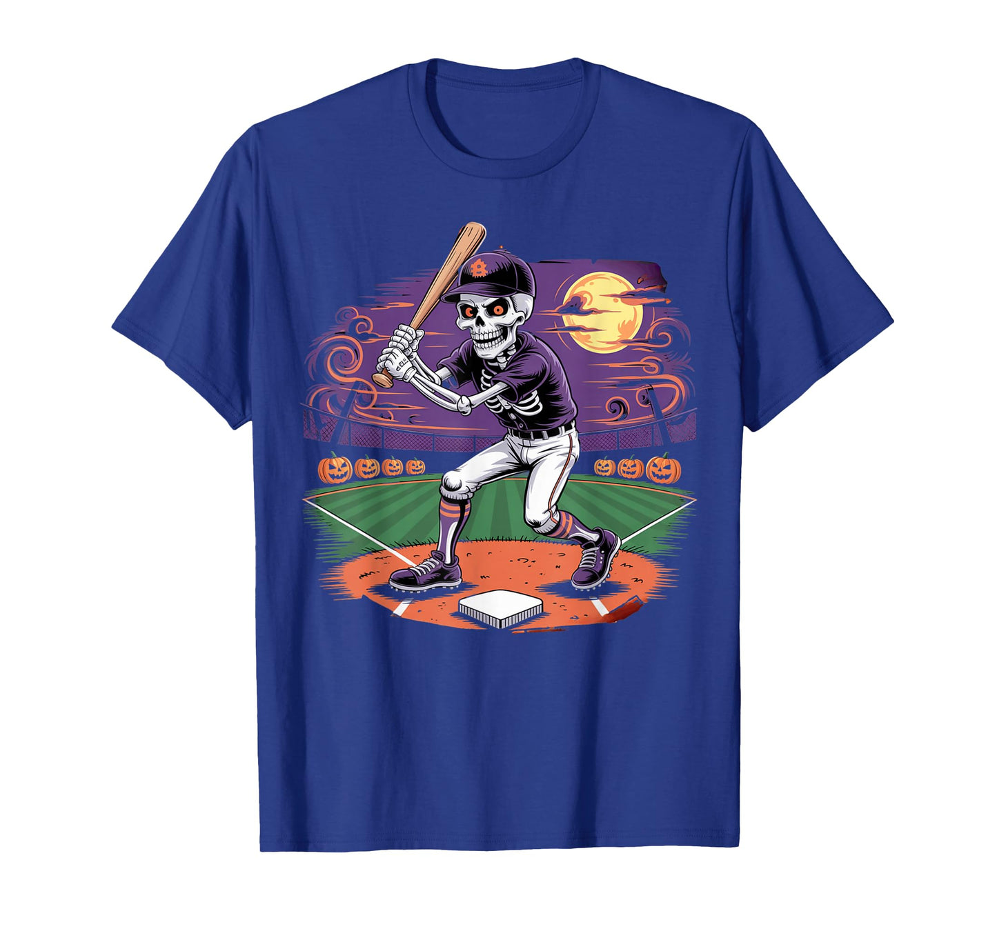 Funny Creepy Baseball Skeleton Spooky Sports Halloween T-Shirt