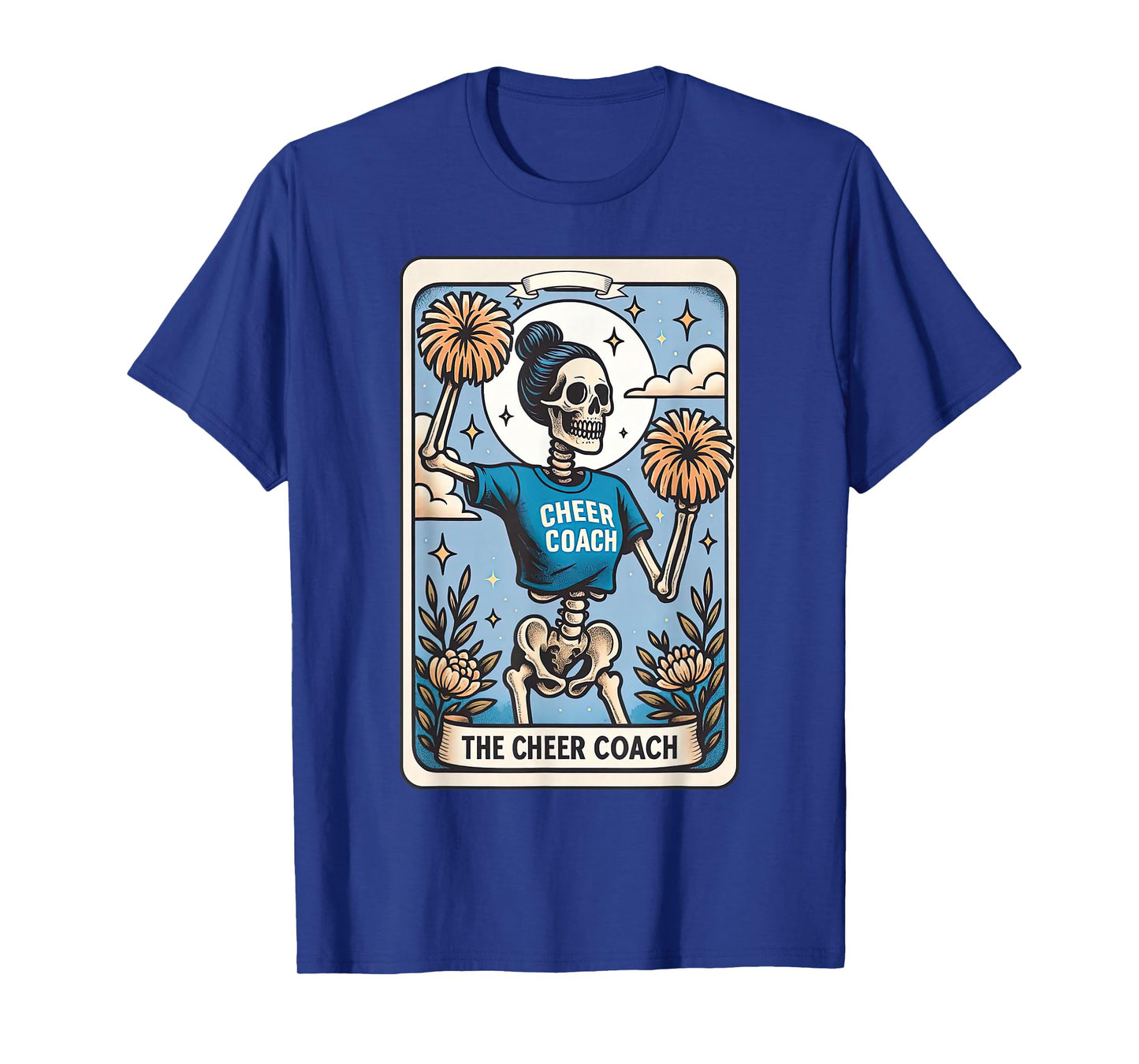 Cheer Coach Tarot Card Skeleton Cheerleading Halloween T-Shirt
