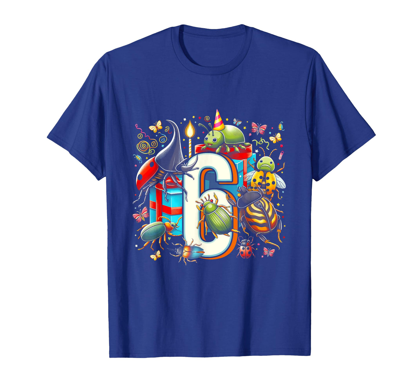 Kids 6th Birthday Bugs Insects Beetles Biology 6 Year Old T-Shirt