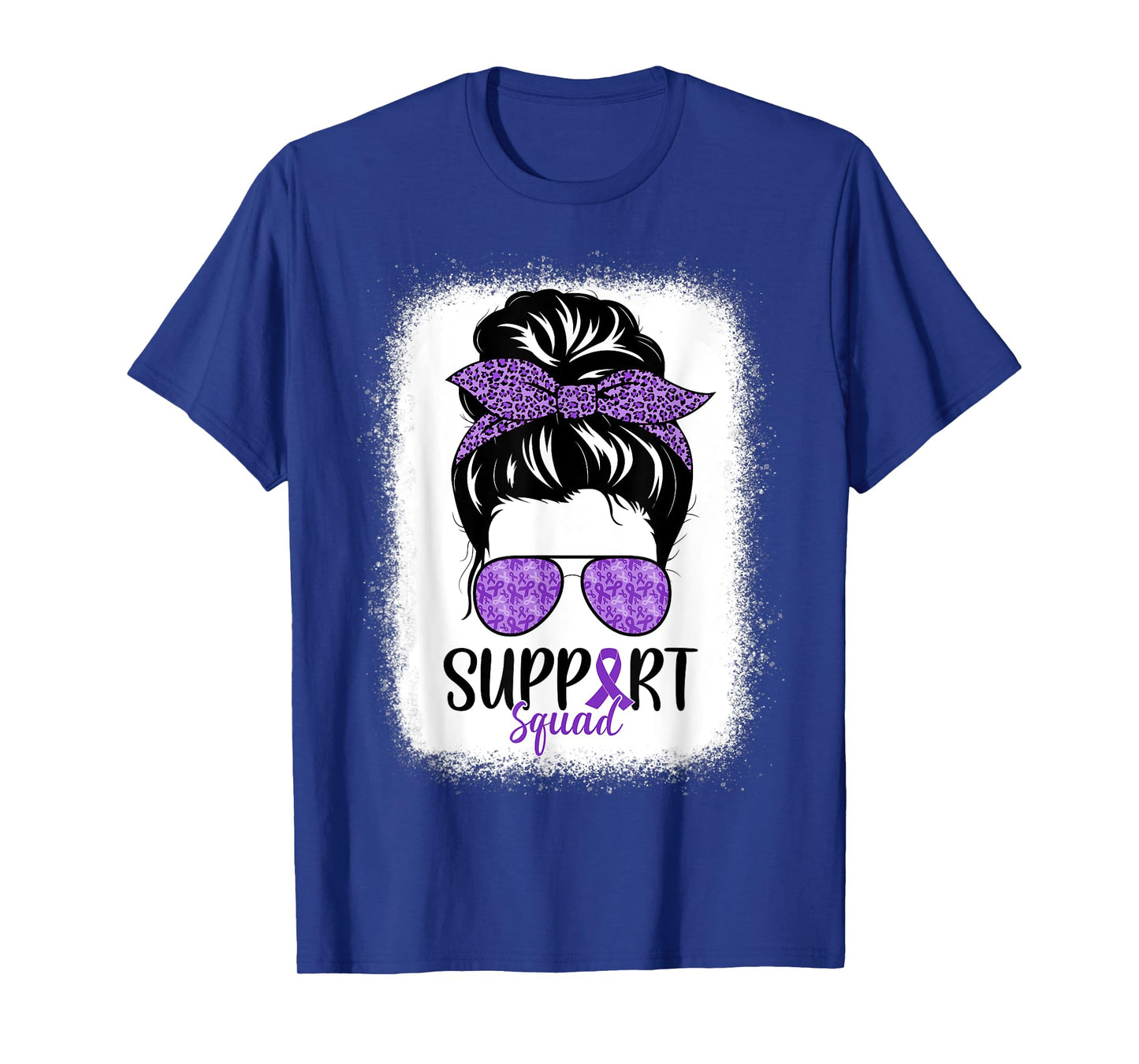 Support Squad Pancreatic Cancer Messy Bun Leopard T-Shirt