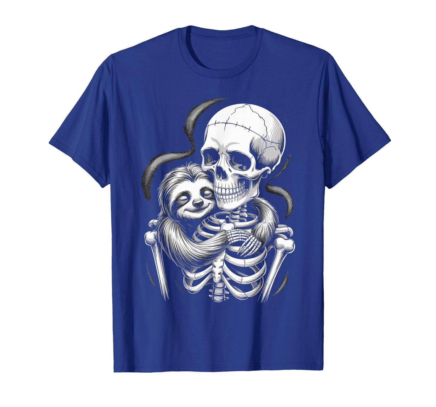 Skeleton Hugging Sloth Lover Spooky Season Halloween T-Shirt