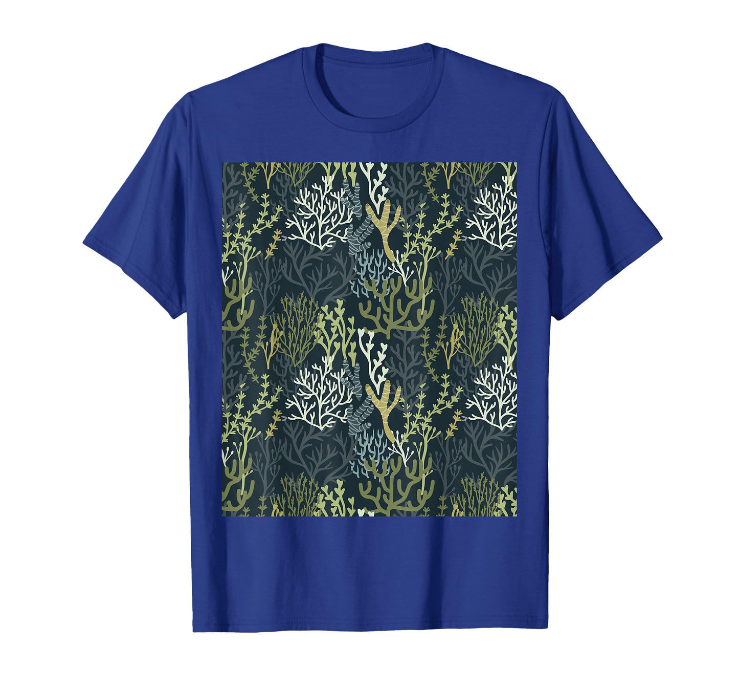 Coastal Grandma Beachy Green Coral Reef Pattern Men Women T-Shirt