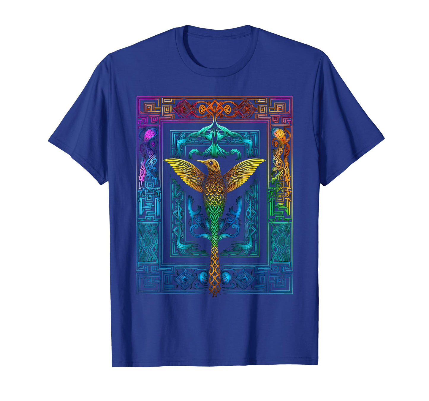 Hummingbird Colorful Mandala Animal Art Bird T-Shirt