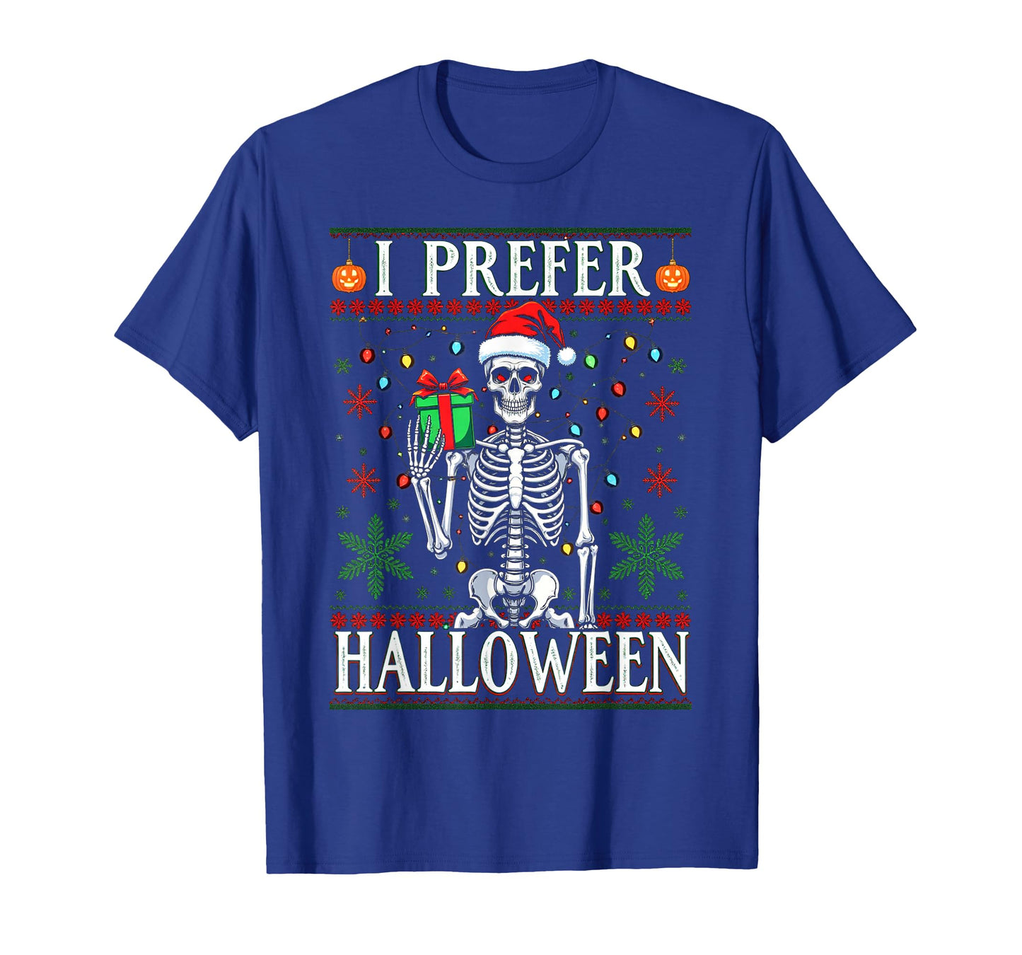 Funny Christmas 2025 Skeleton I Prefer Halloween Ugly Xmas T-Shirt