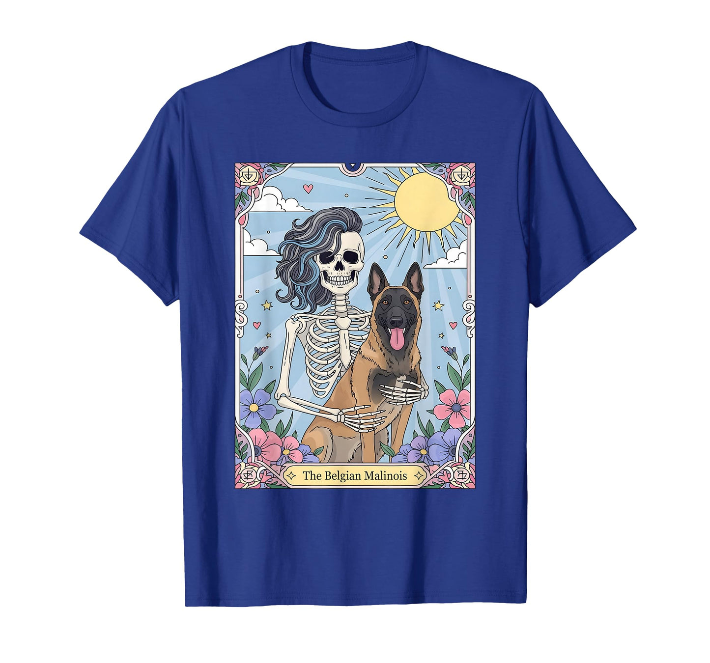 Belgian Malinois Dog Tarot Card Halloween Costume Skeleton T-Shirt