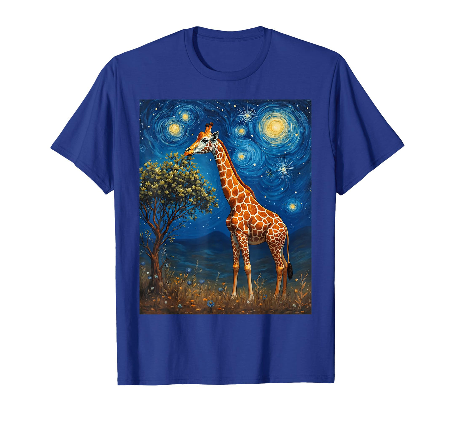 Van Gogh's Starry Night Giraffe Towering Beauty Animal T-Shirt