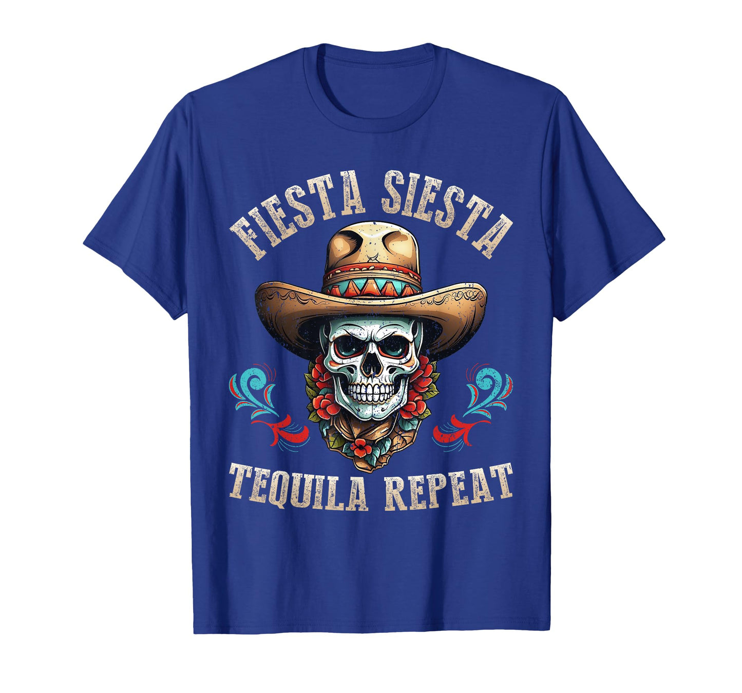 Fiesta Siesta Tequila Repeat Funny Mexican Skull, 5 de Mayo T-Shirt