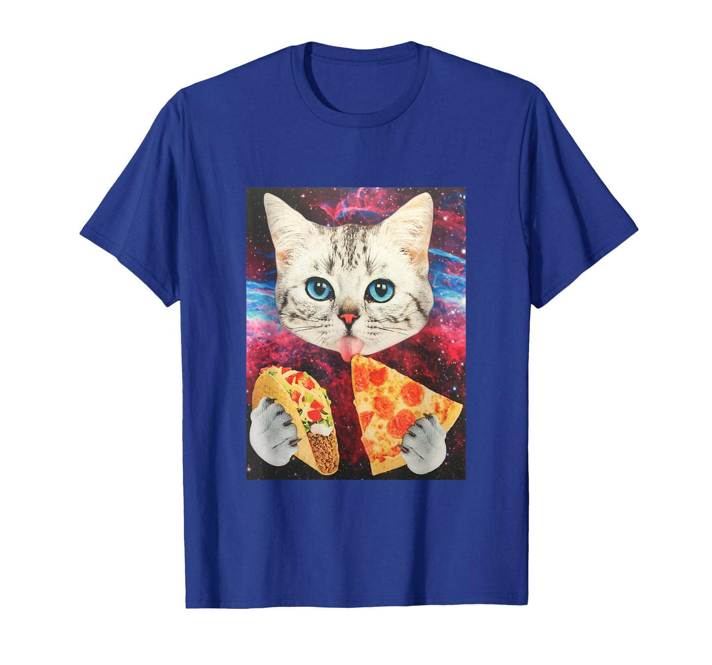 Funny Cute Outer Space Galaxy Cat Meme Pizza Taco Trippy T-Shirt