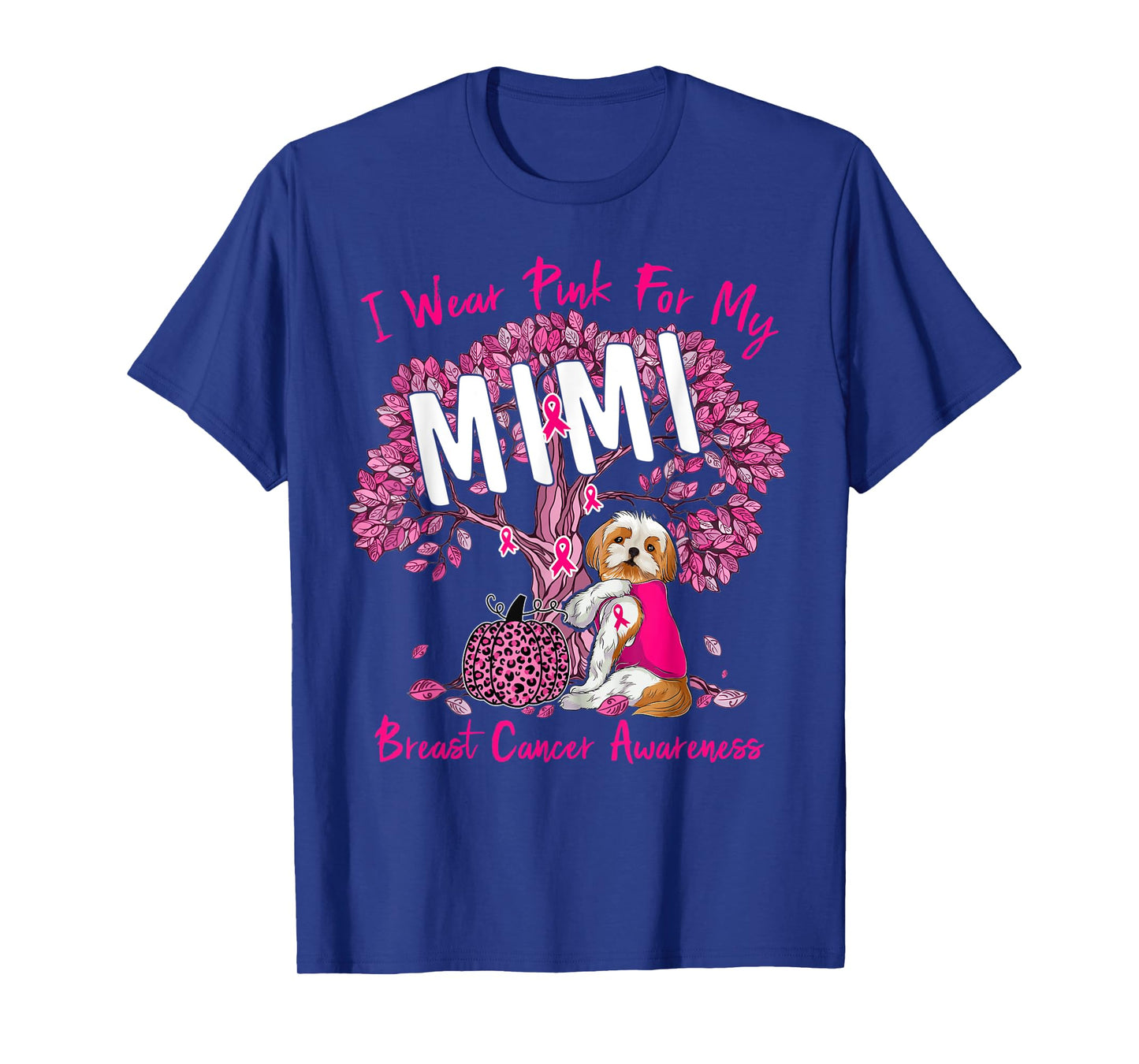 I Wear Pink For My Mimi Breast Cancer Awareness Shih Tzu Dog Men Women Kids T-Shirt