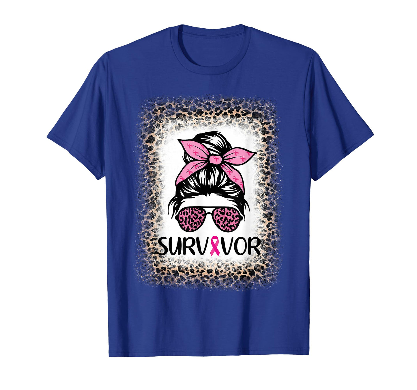 Survivor Breast Cancer Shirts for Women Messy Bun Bleached T-Shirt