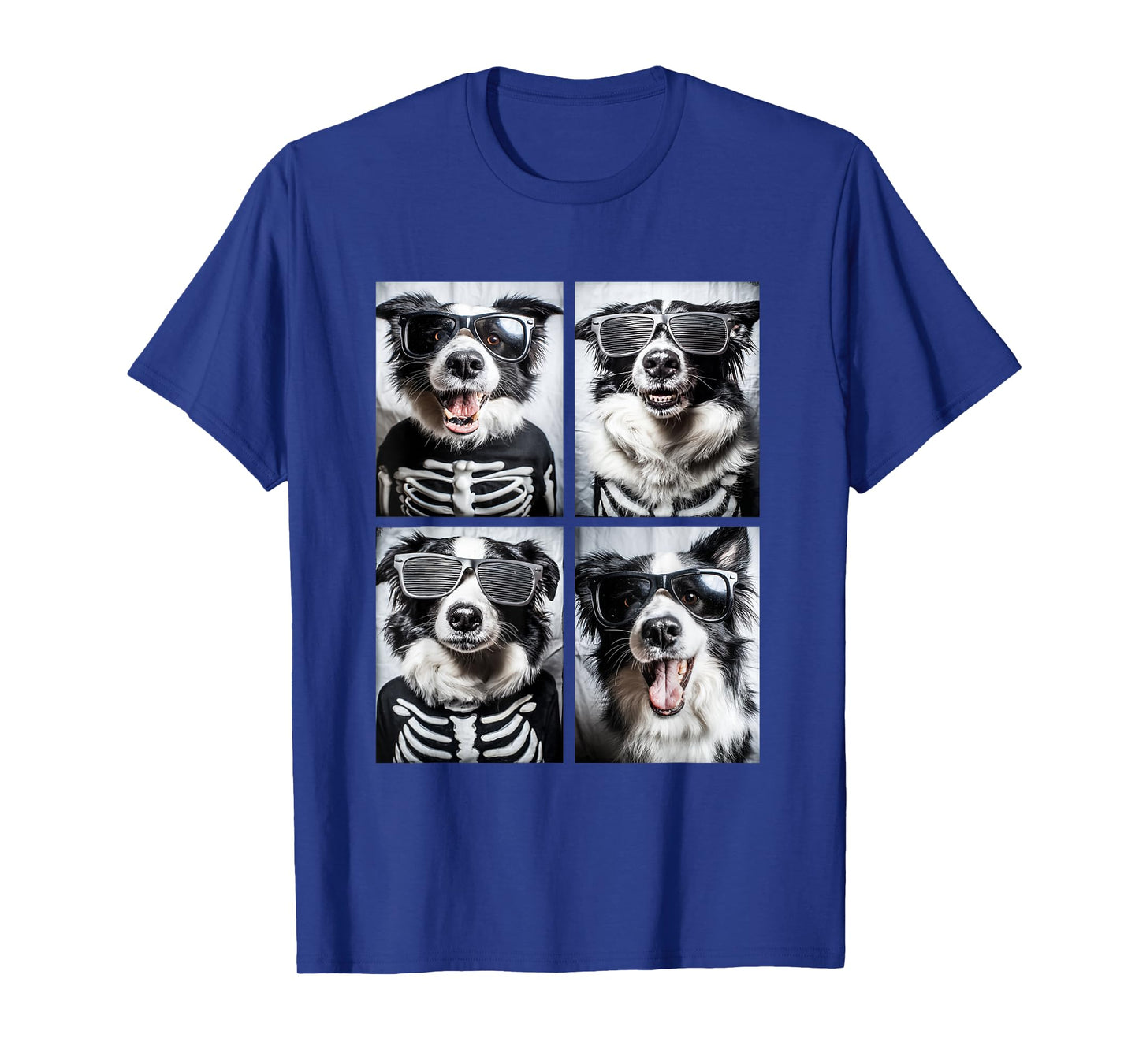 Border Collie with Sunglasses Halloween Skeleton Costume Dog T-Shirt