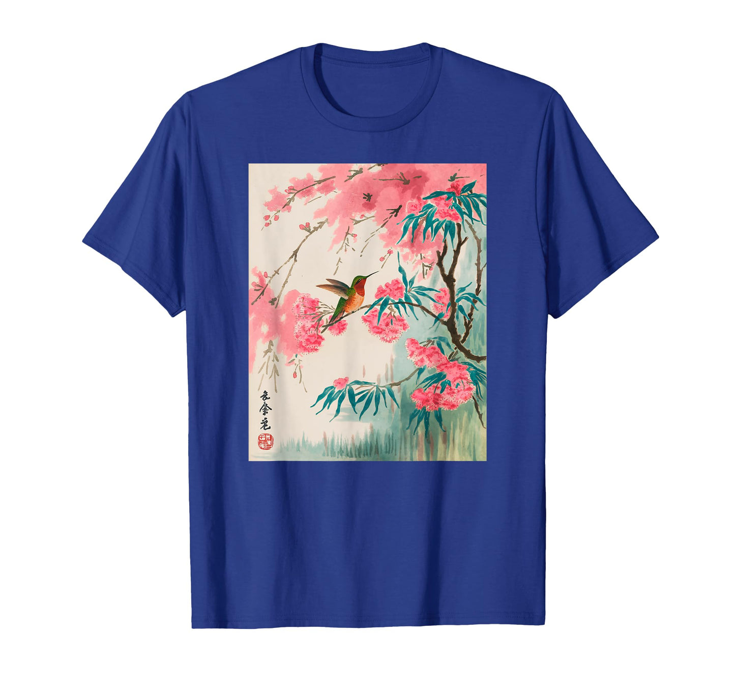 Hummingbird Japanese Art Kyosai Vintage Japan Artwork T-Shirt