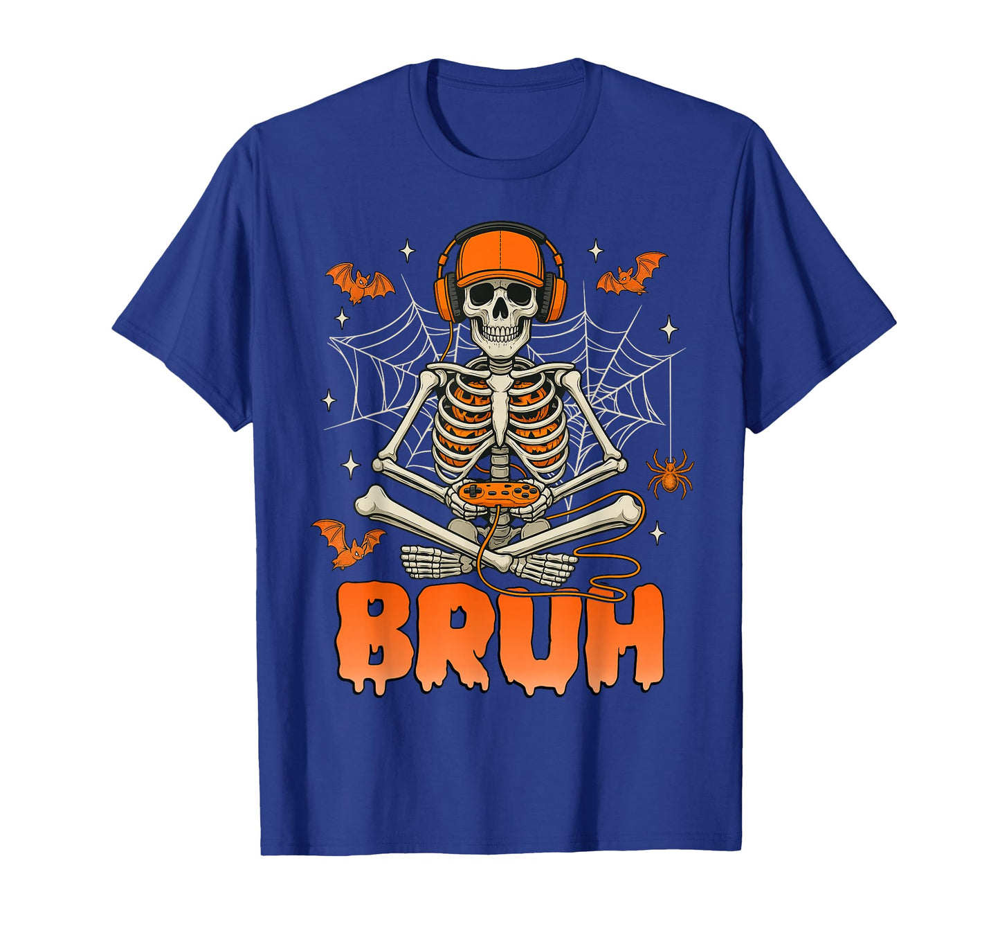 Bruh Halloween Boys Kids Gamer Mens Skeleton Video Gaming T-Shirt