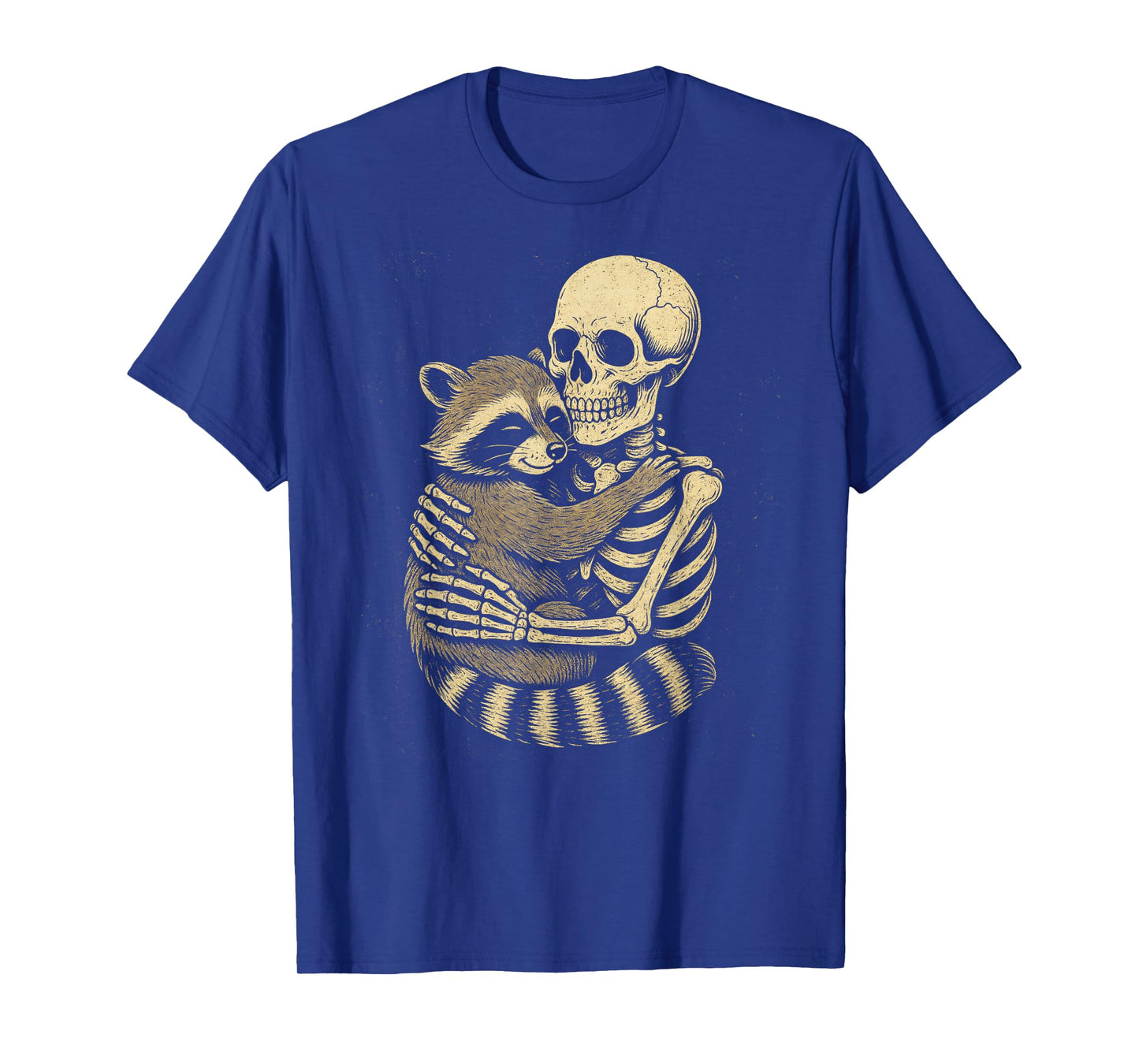 Skeleton Hug Raccoon Vintage Spooky Halloween T-Shirt