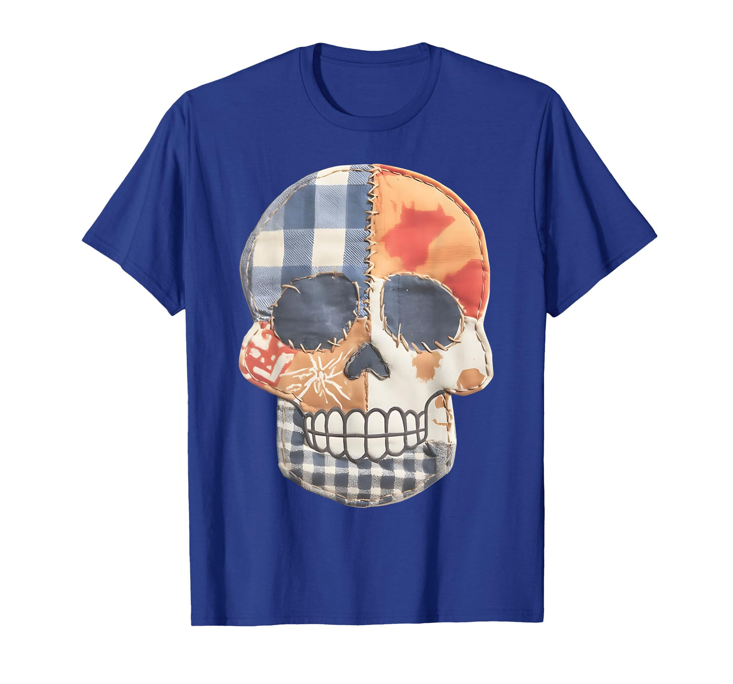 Vintage Patched Up Skull Cute Skeleton Halloween Costume T-Shirt