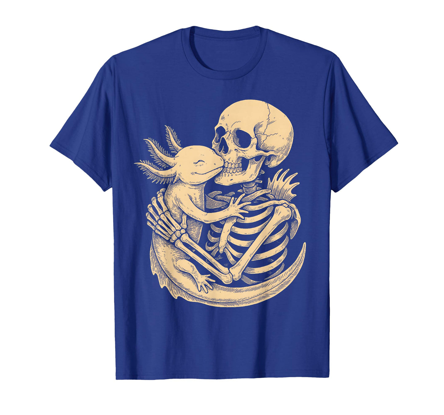 Skeleton Hugging Axolot Halloween Graphic Axolot Mom Dad T-Shirt