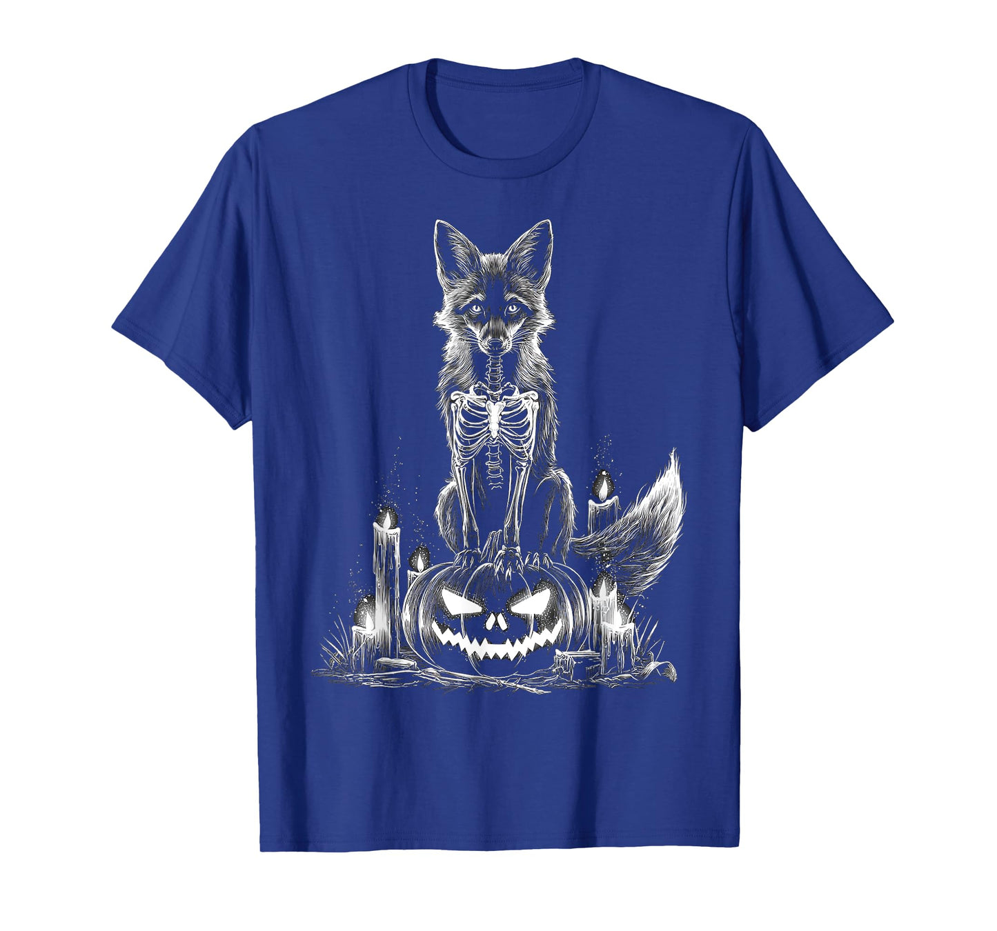 Halloween Fox Skeleton Pumpkin Candle Animal Halloween T-Shirt