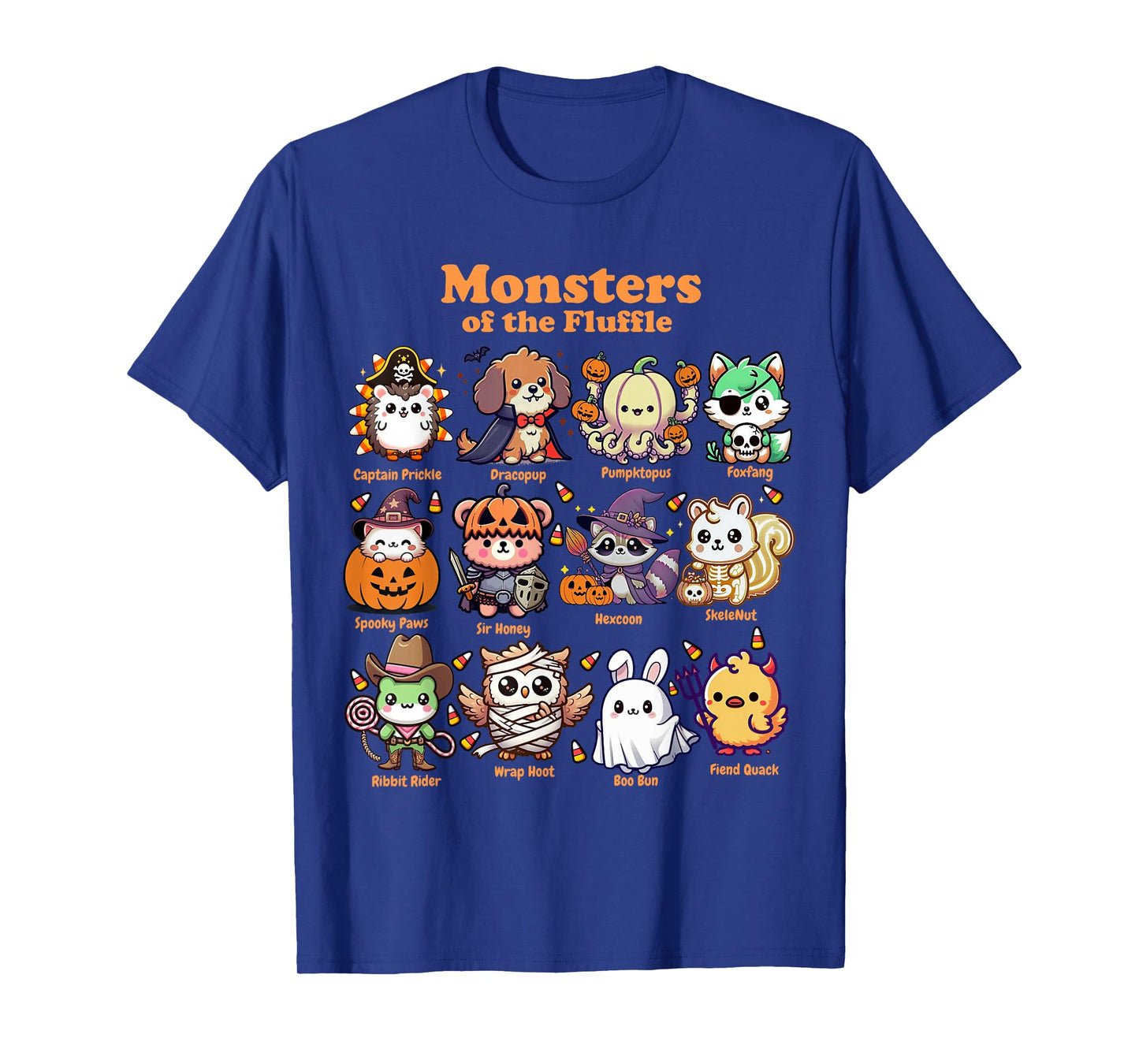 Cute Spooky Animals Fluffle in Funny Halloween Costumes T-Shirt