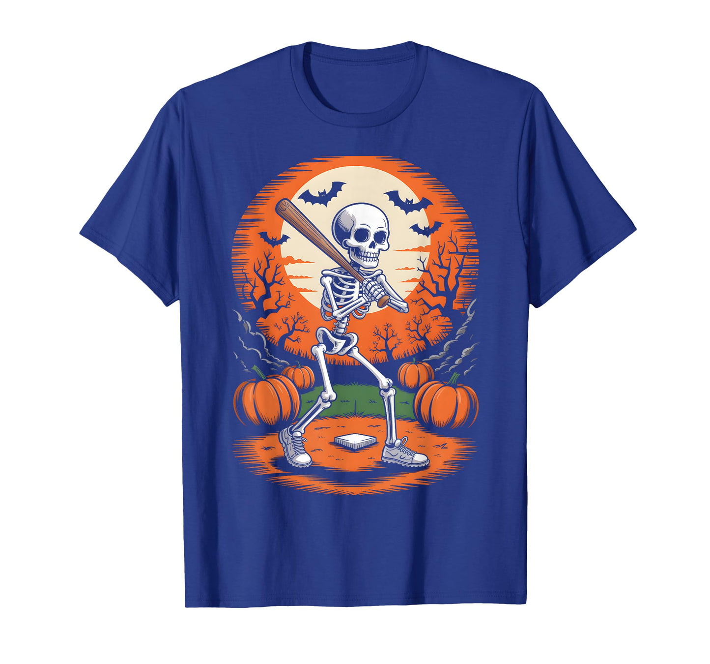 Halloween Skeleton Baseball Player Costume Men Boys Kids T-Shirt