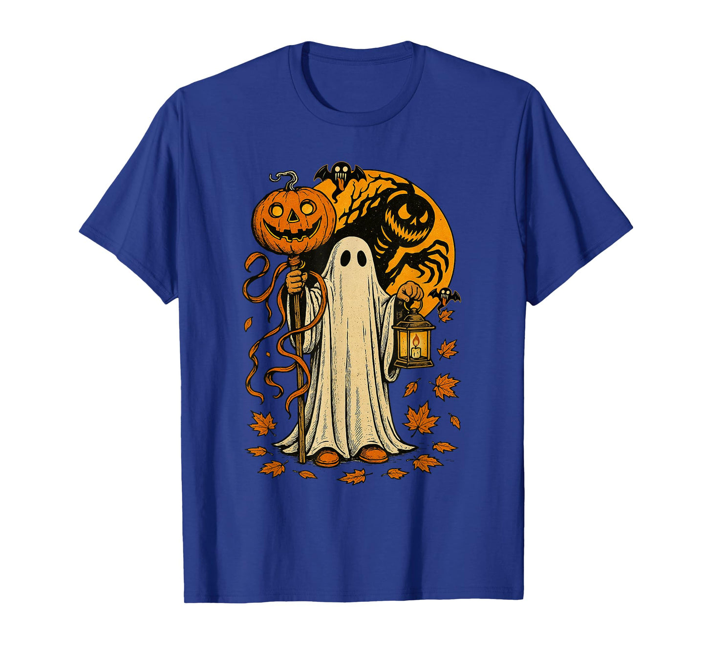 Halloween Pumpkin Ghost Autumn Leaves Graphic Art T-Shirt