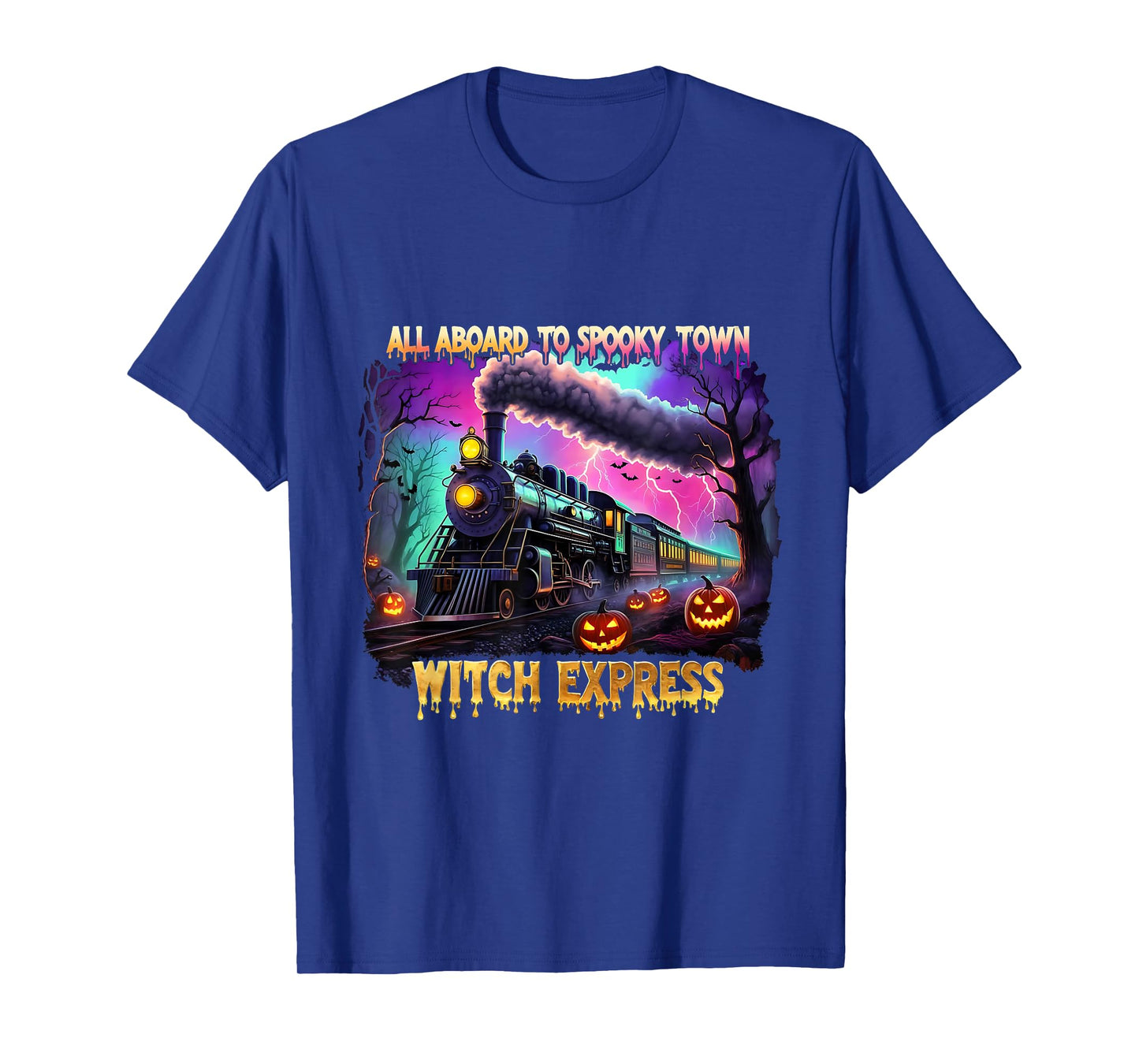 Spooky Town Train Funny Halloween Skeleton Ghosts T-Shirt