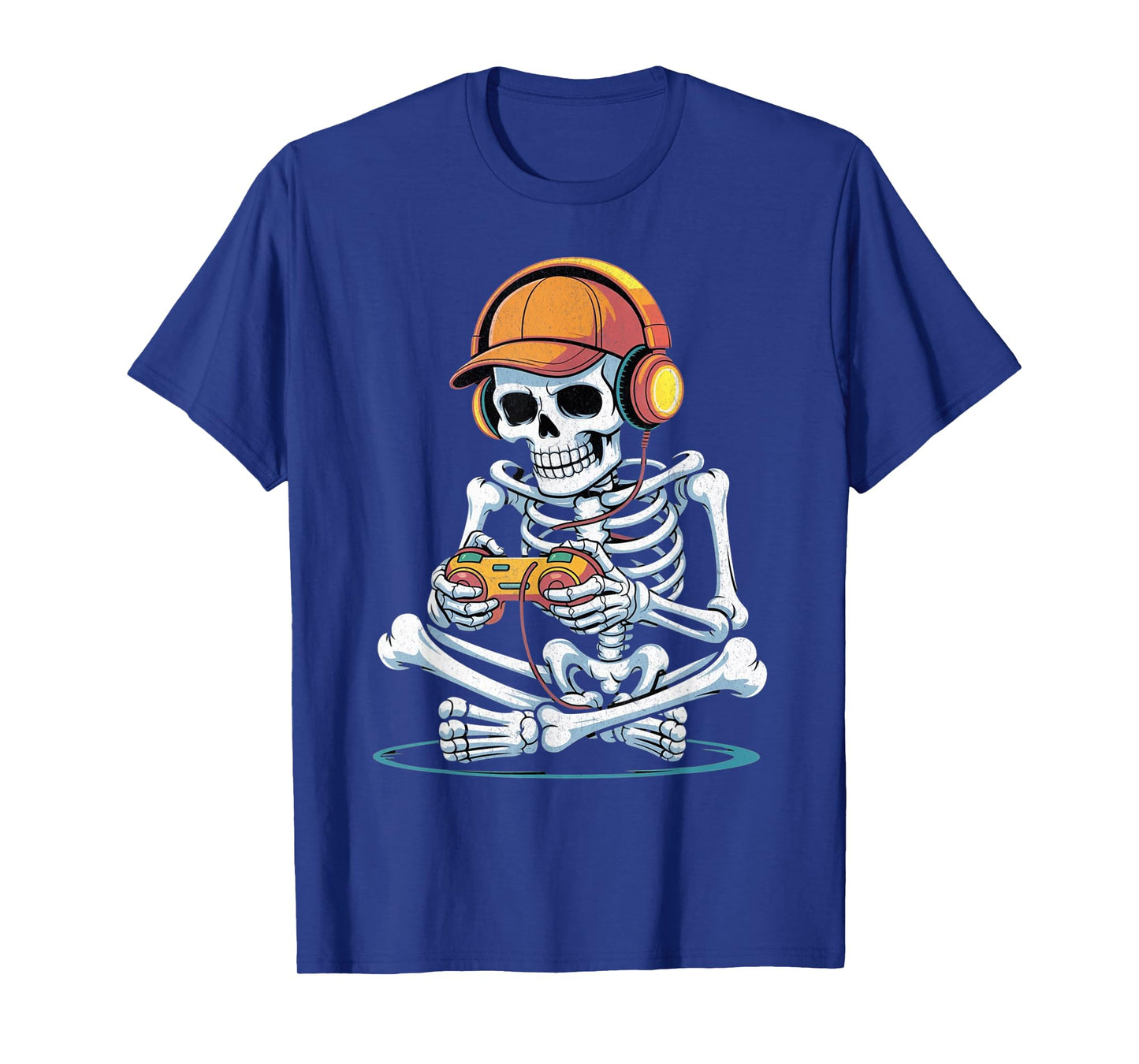 Halloween Skeleton Gamer Video with Headphones Gaming Boys T-Shirt
