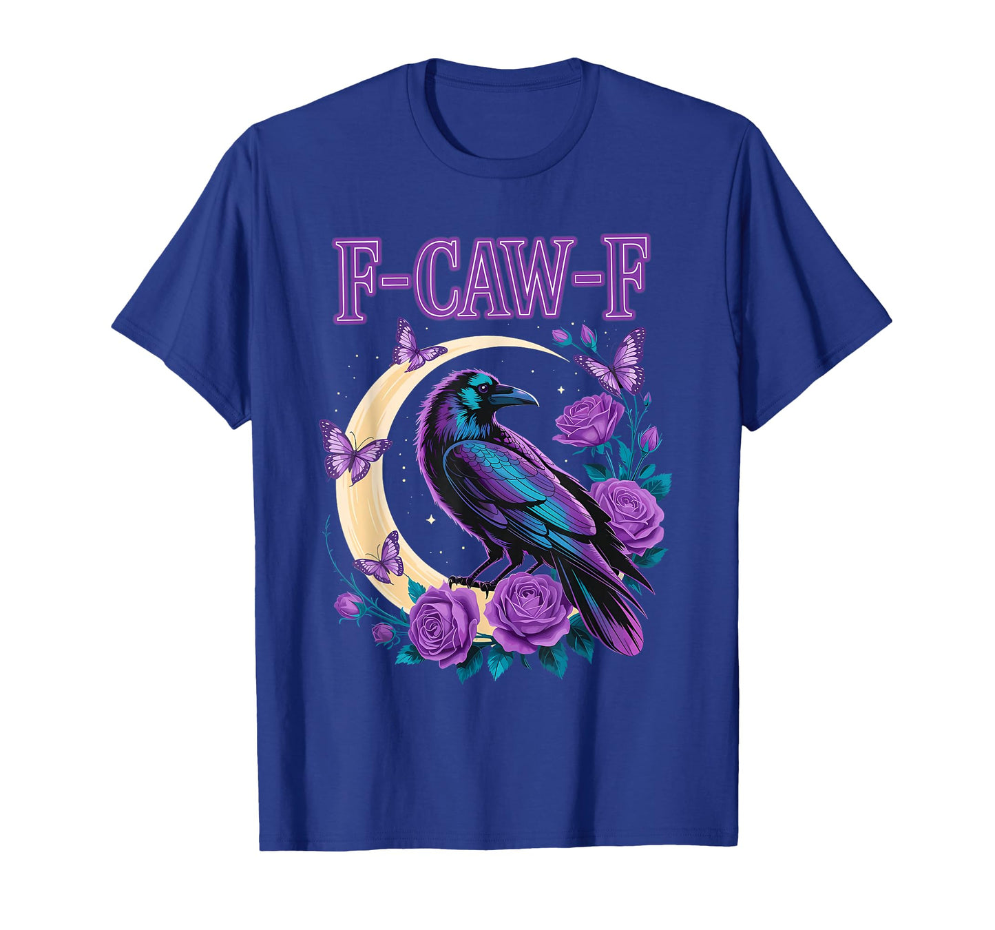 Pastel Gothic Raven Purple Roses Moon F-CAW-F Halloween T-Shirt