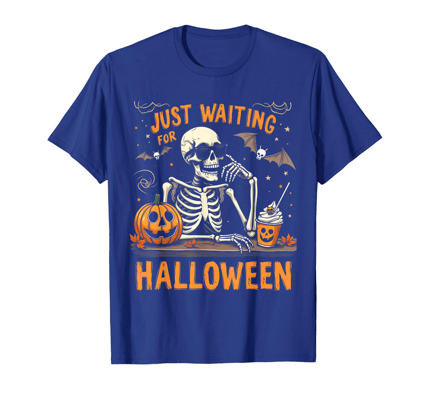 Just Waiting for Halloween Funny Skeleton Party Costume T-Shirt