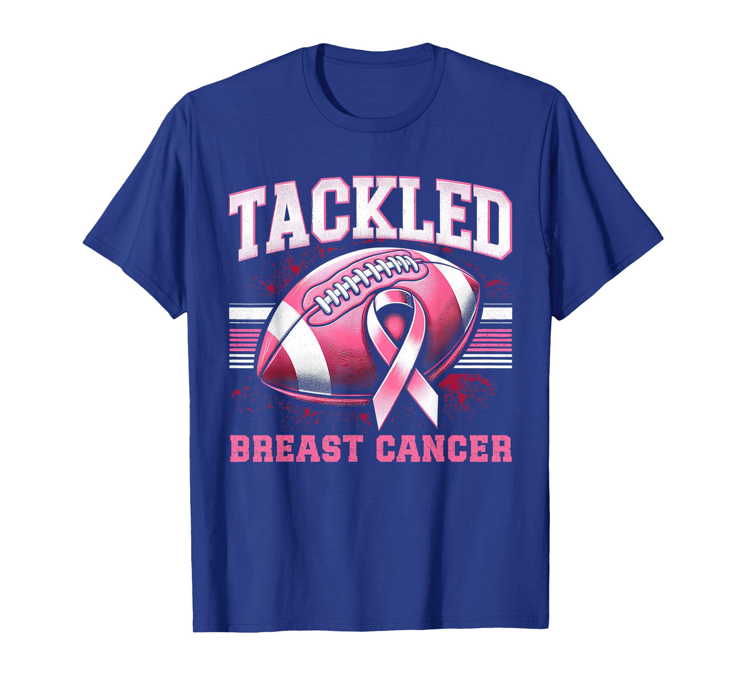 Tackle Breast Cancer Awareness Football Boys Men Pink Ribbon T-Shirt