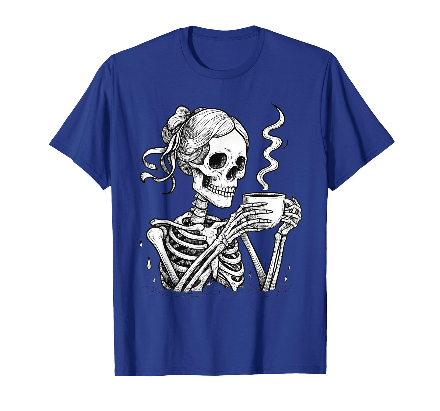 Skeleton Messy Bun Coffee Halloween Coffee Lover Womens Mom T-Shirt