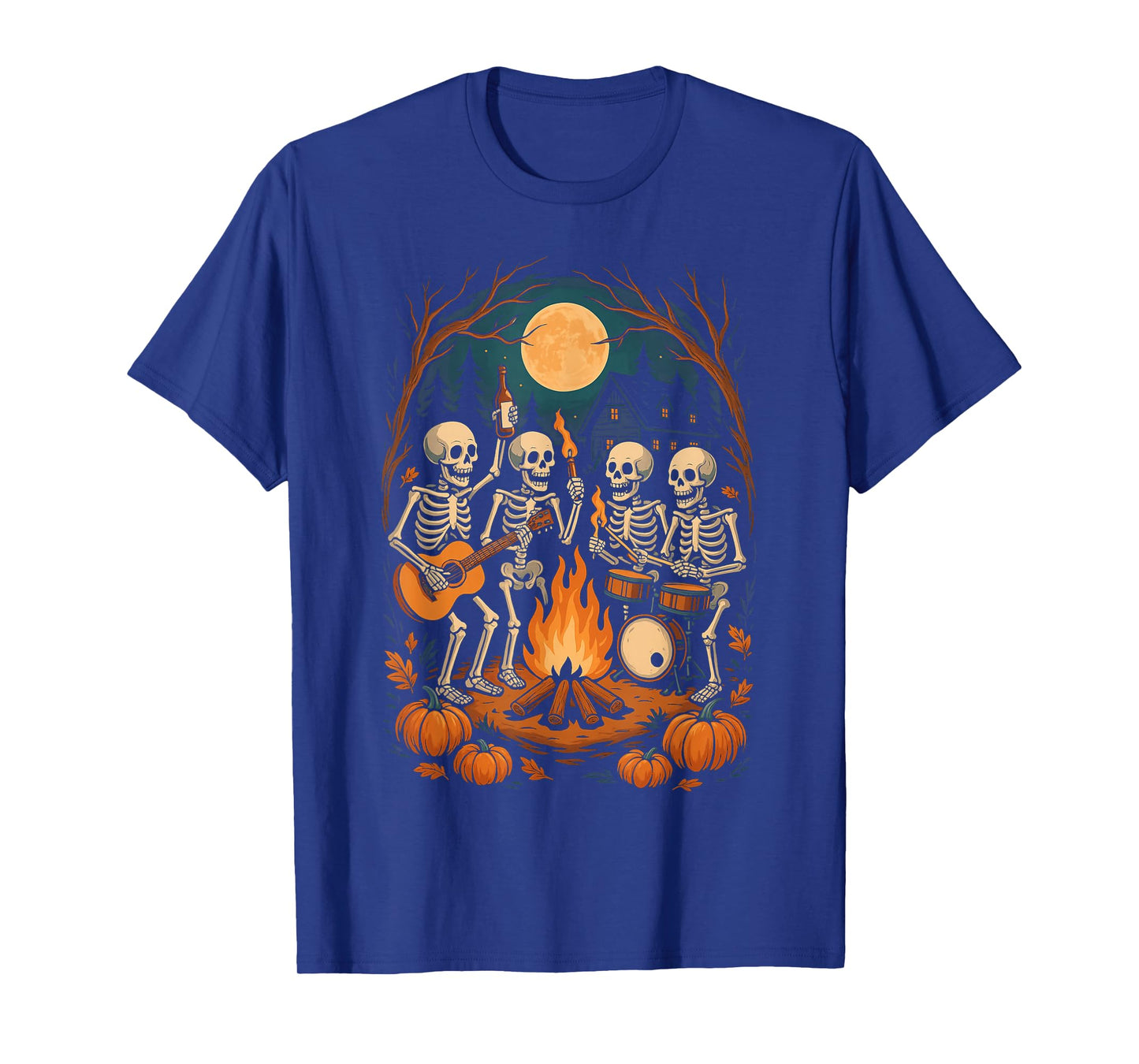 Vintage Ghost and Skeleton by Fire Camping Gothic Halloween T-Shirt
