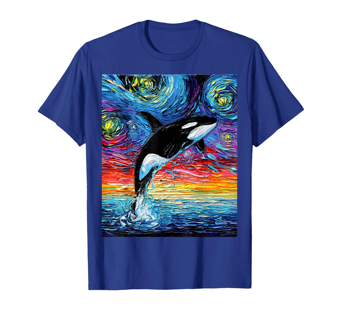 Orca Killer Whale Starry Night Colorful Ocean Art by Aja T-Shirt