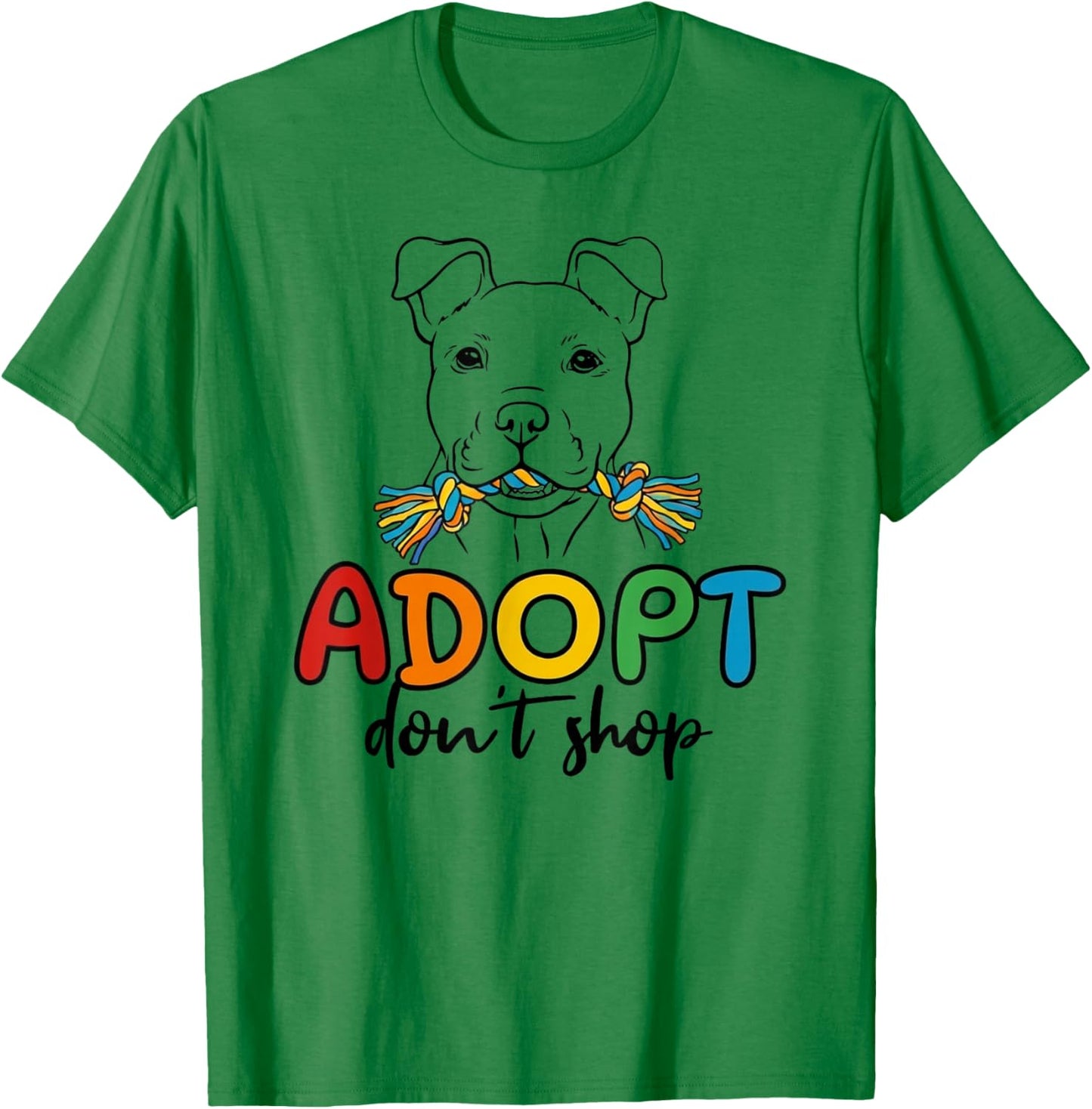 Adopt Don't Shop Rescue Awareness, Colorful Cute Rescue T-Shirt T-Shirt - T-Shirt | Irish Green