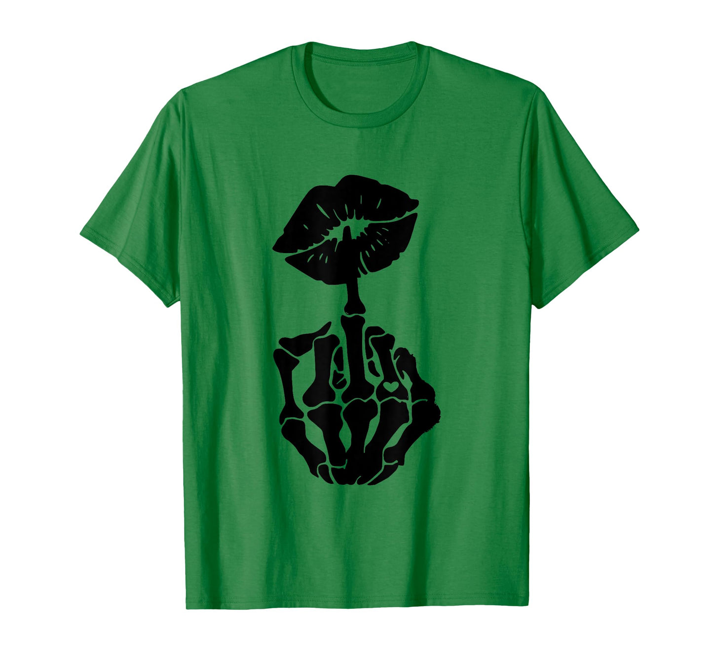 Halloween Retro Skeleton Hand Middle Finger Lips Funny T-Shirt