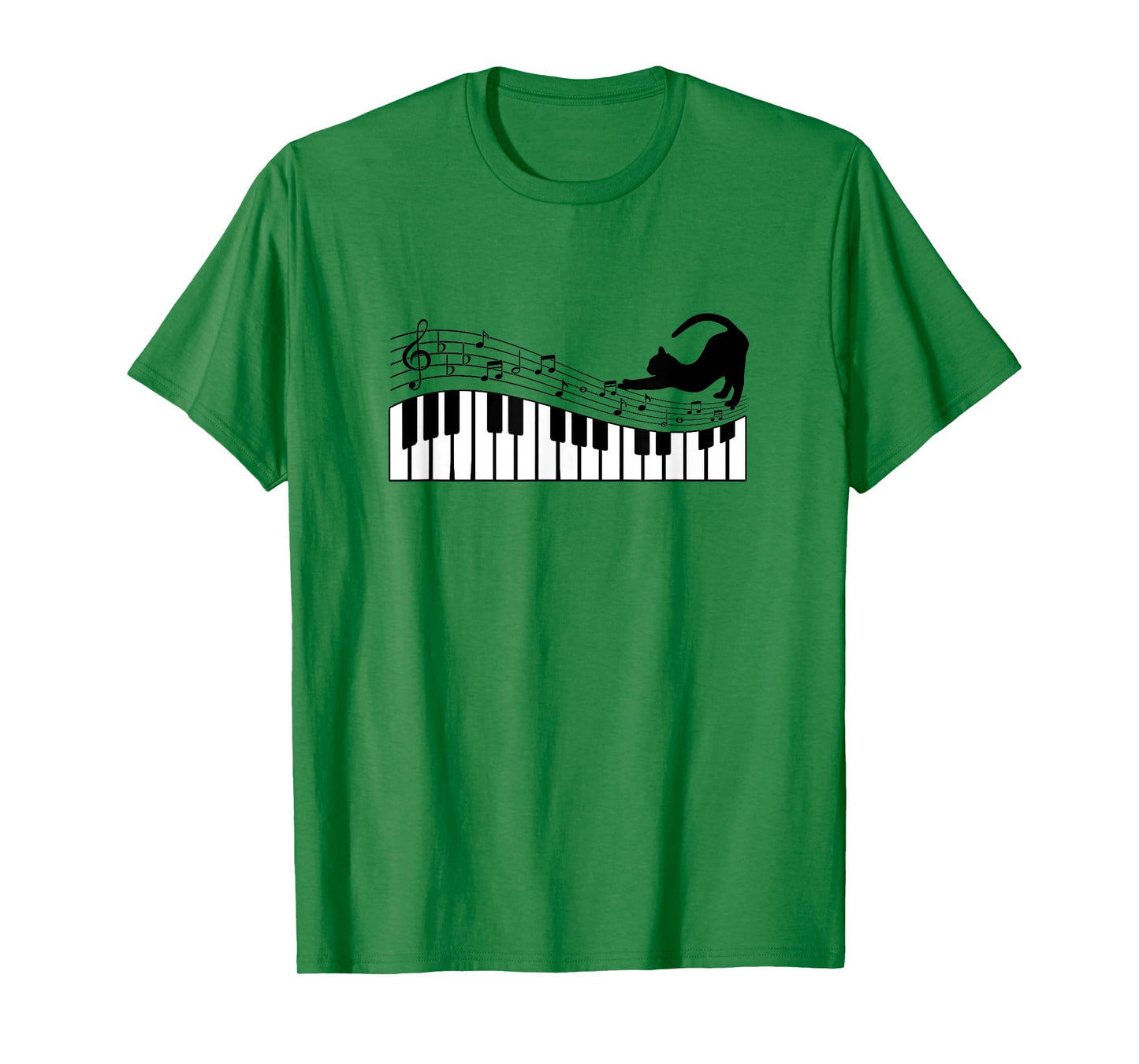 Cute Cat Kitty Playing Piano Music Clef Pianist Musician Art T-Shirt