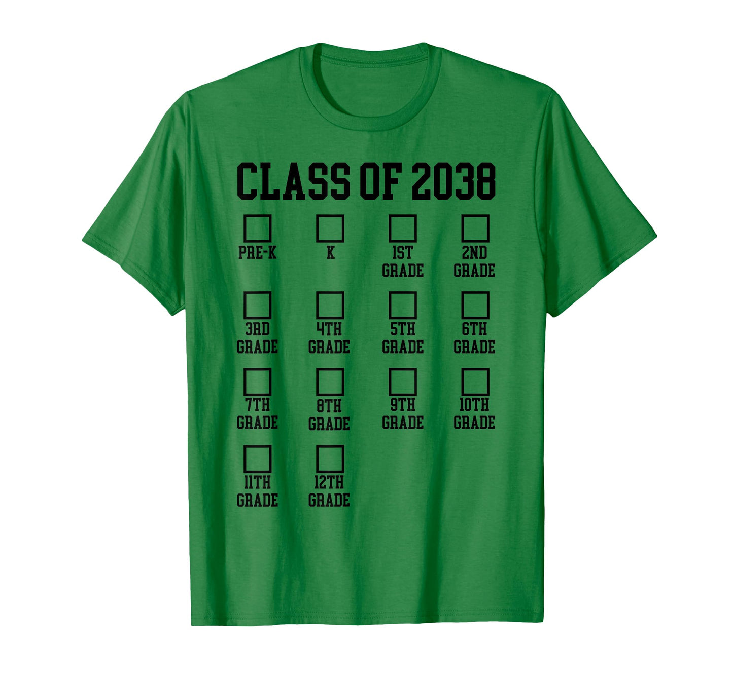 Class of 2038 Grow with me Checklist Graduation T-Shirt