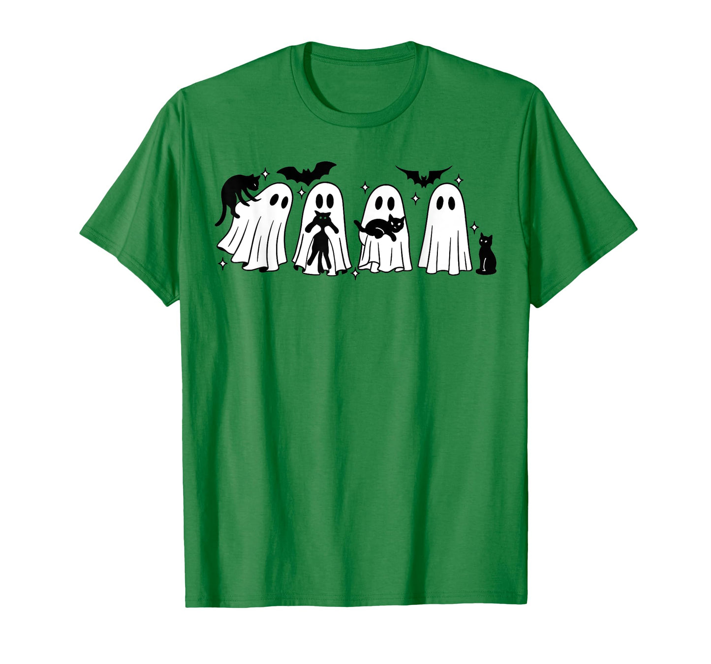 Funny Spooky Ghost Holding Cat Black Cat Lovers Halloween T-Shirt