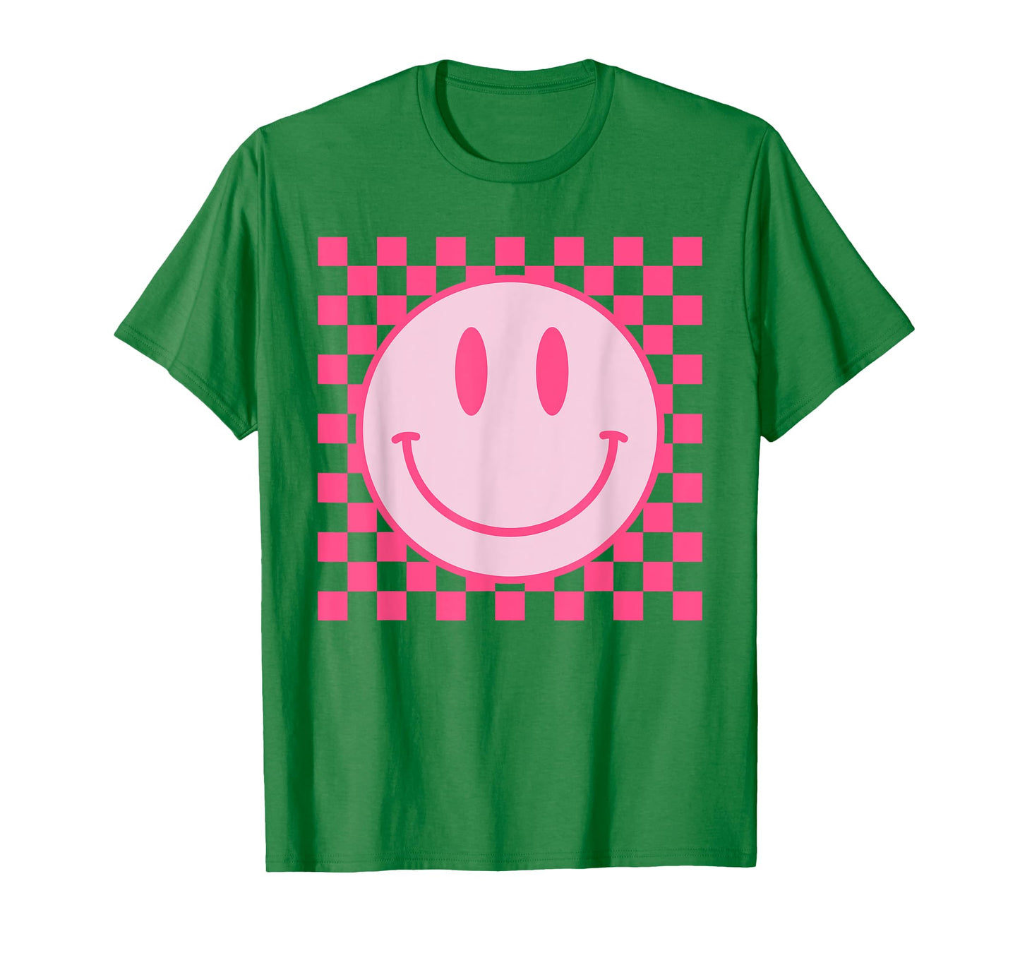 Retro Smile Face Shirt Checkered Pattern Preppy Aesthetic T-Shirt