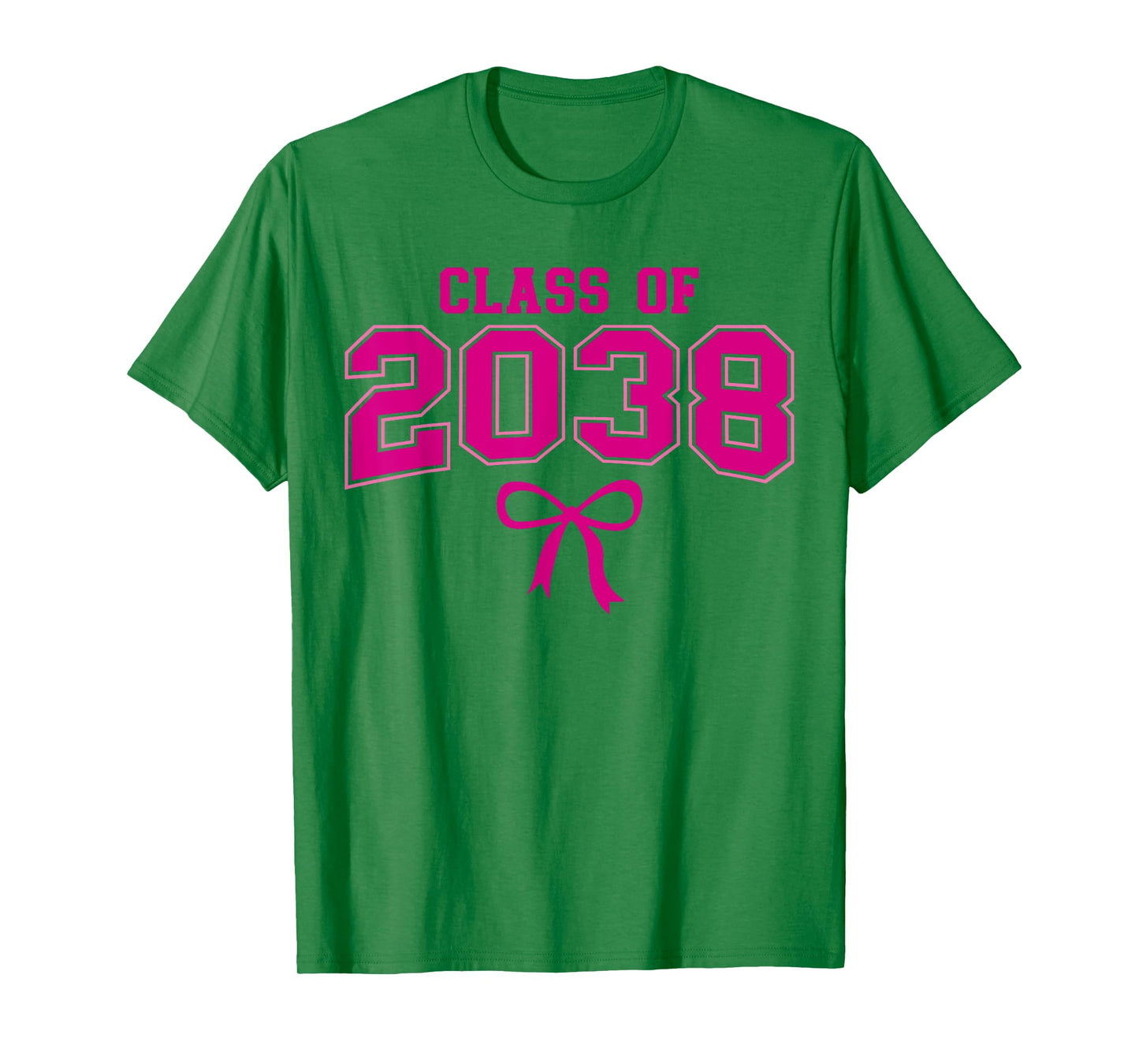Class of 2038 Grow With Me Kindergarten Pink Coquette Bow T-Shirt
